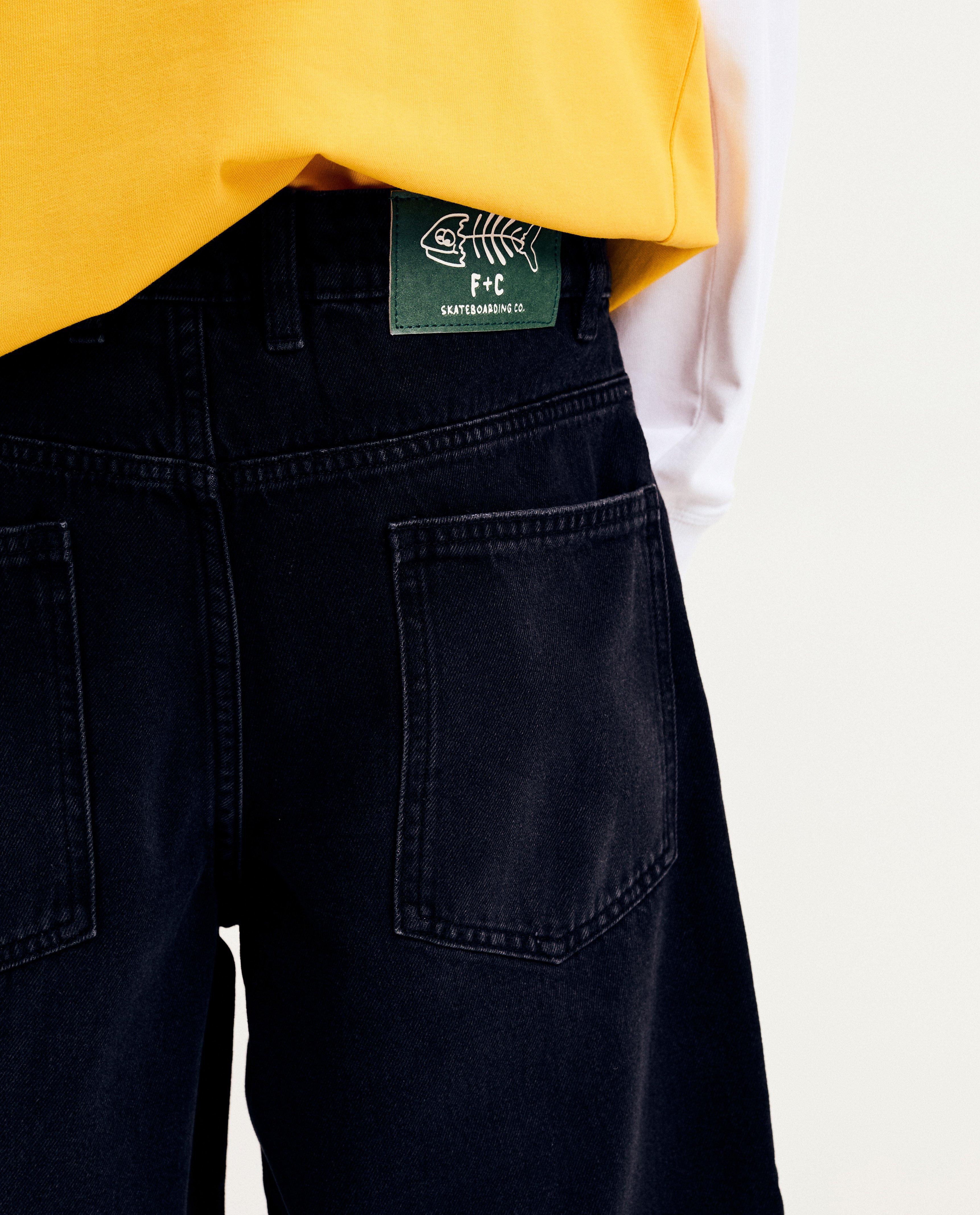 Shorten - Jeansshort met geborduurde vis, skater fit, XXXS-L