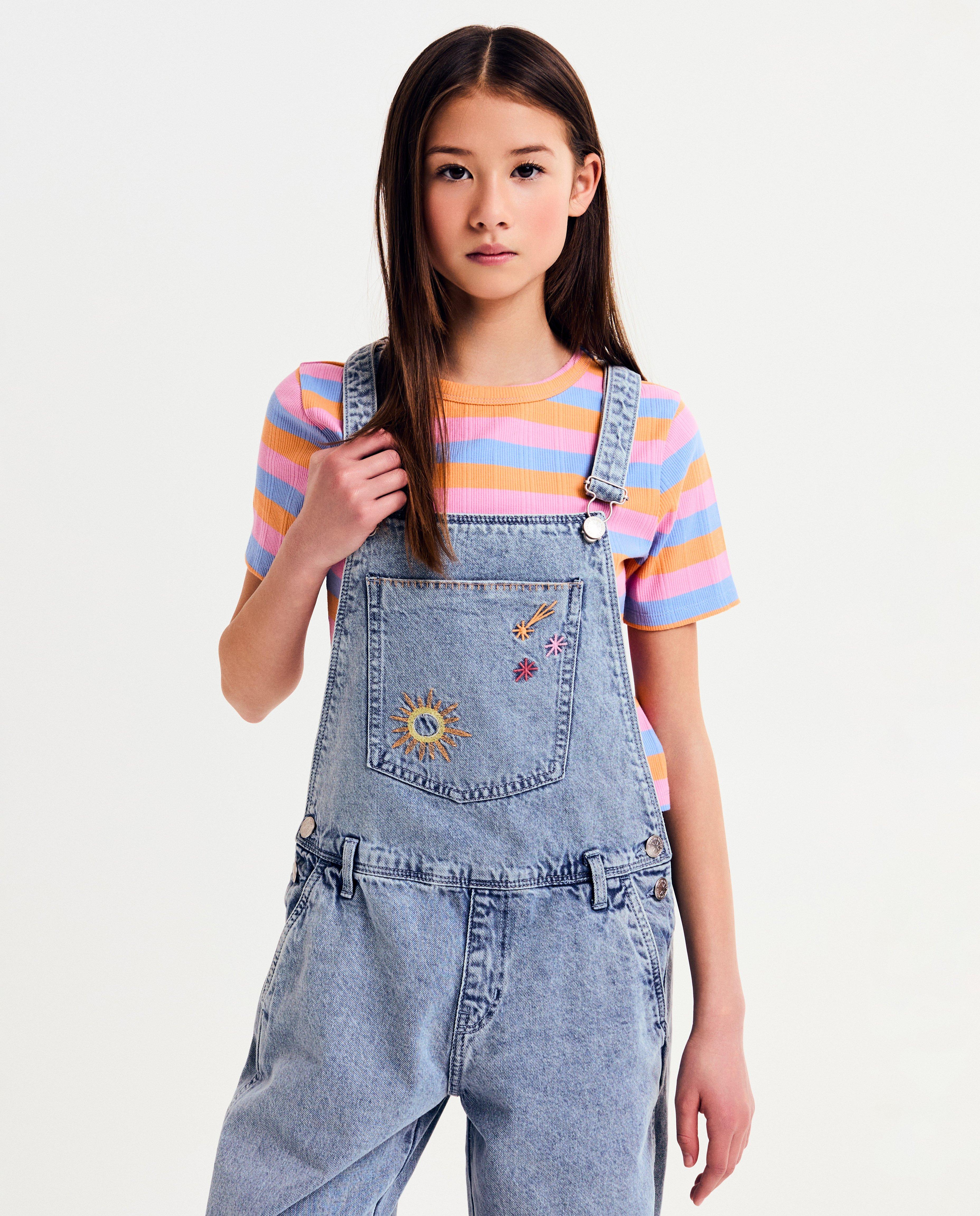 Jumpsuit - Jeanssalopette met geborduurde figuren