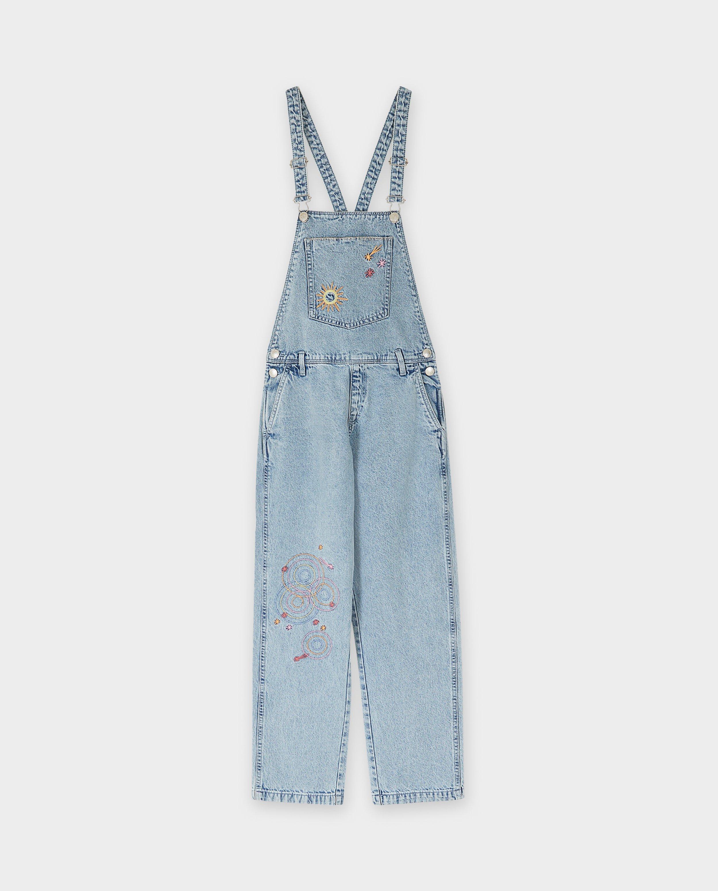 Jumpsuit - Jeanssalopette met geborduurde figuren