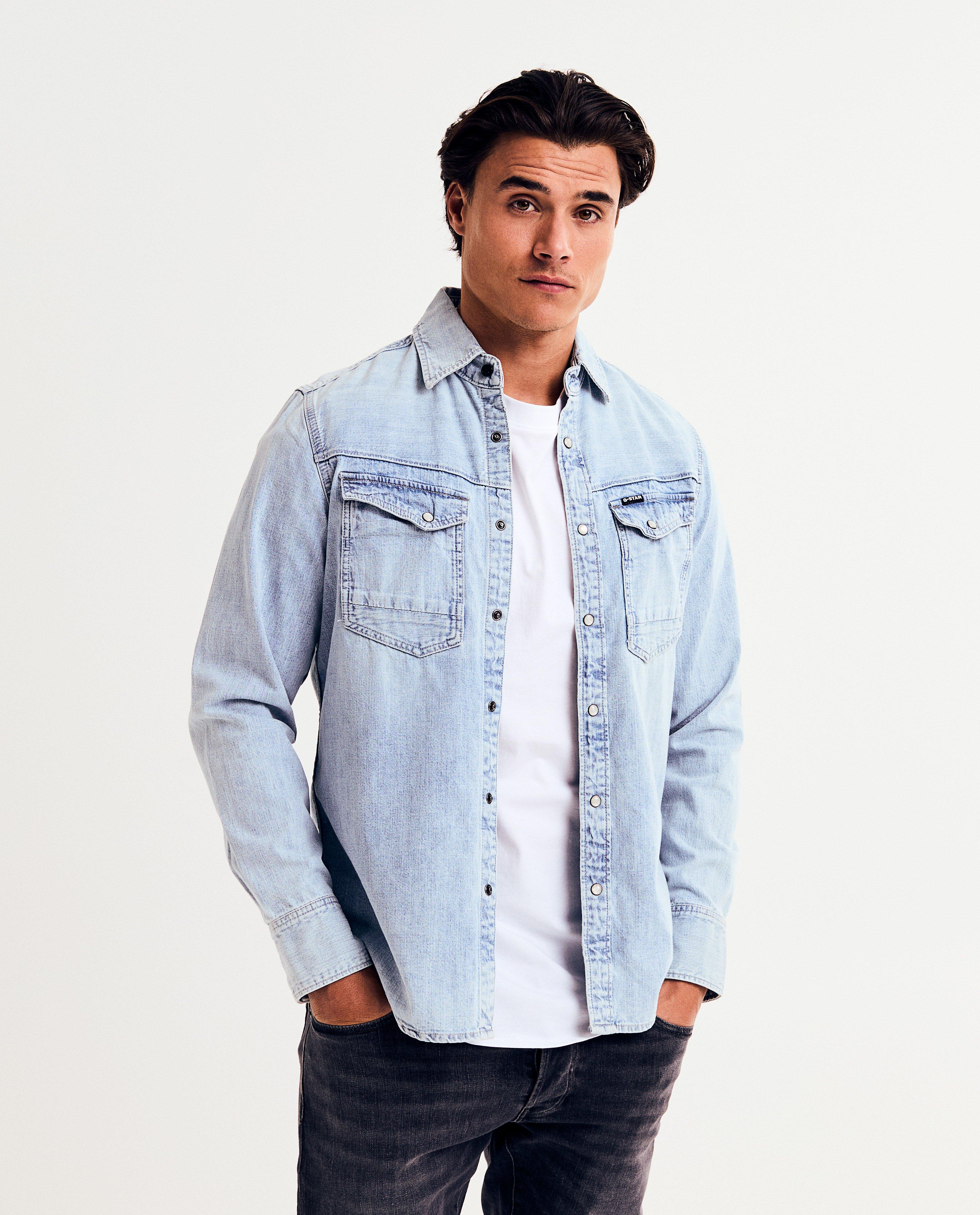 Hemden - Blauw jeanshemd, slim fit