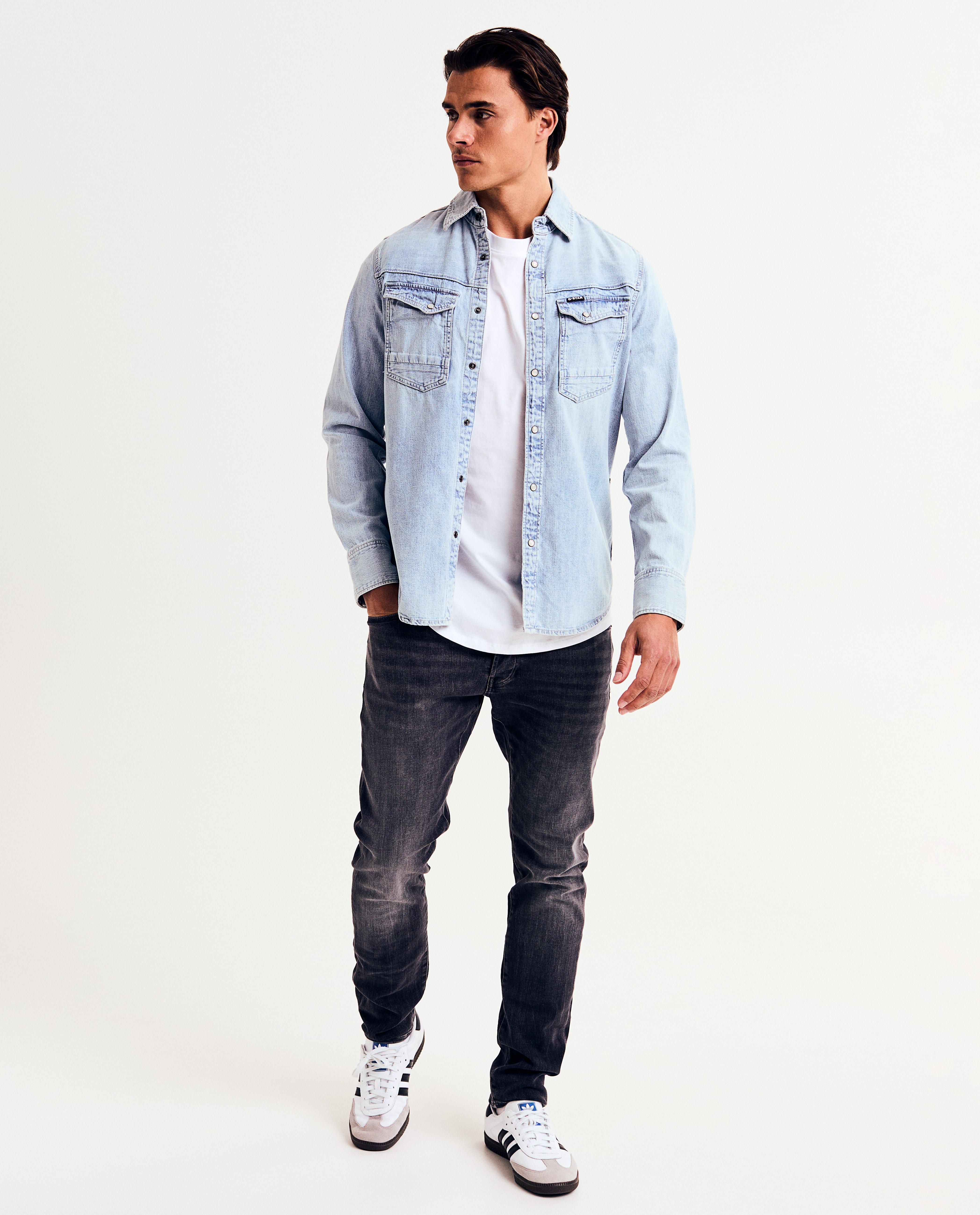 Hemden - Blauw jeanshemd, slim fit