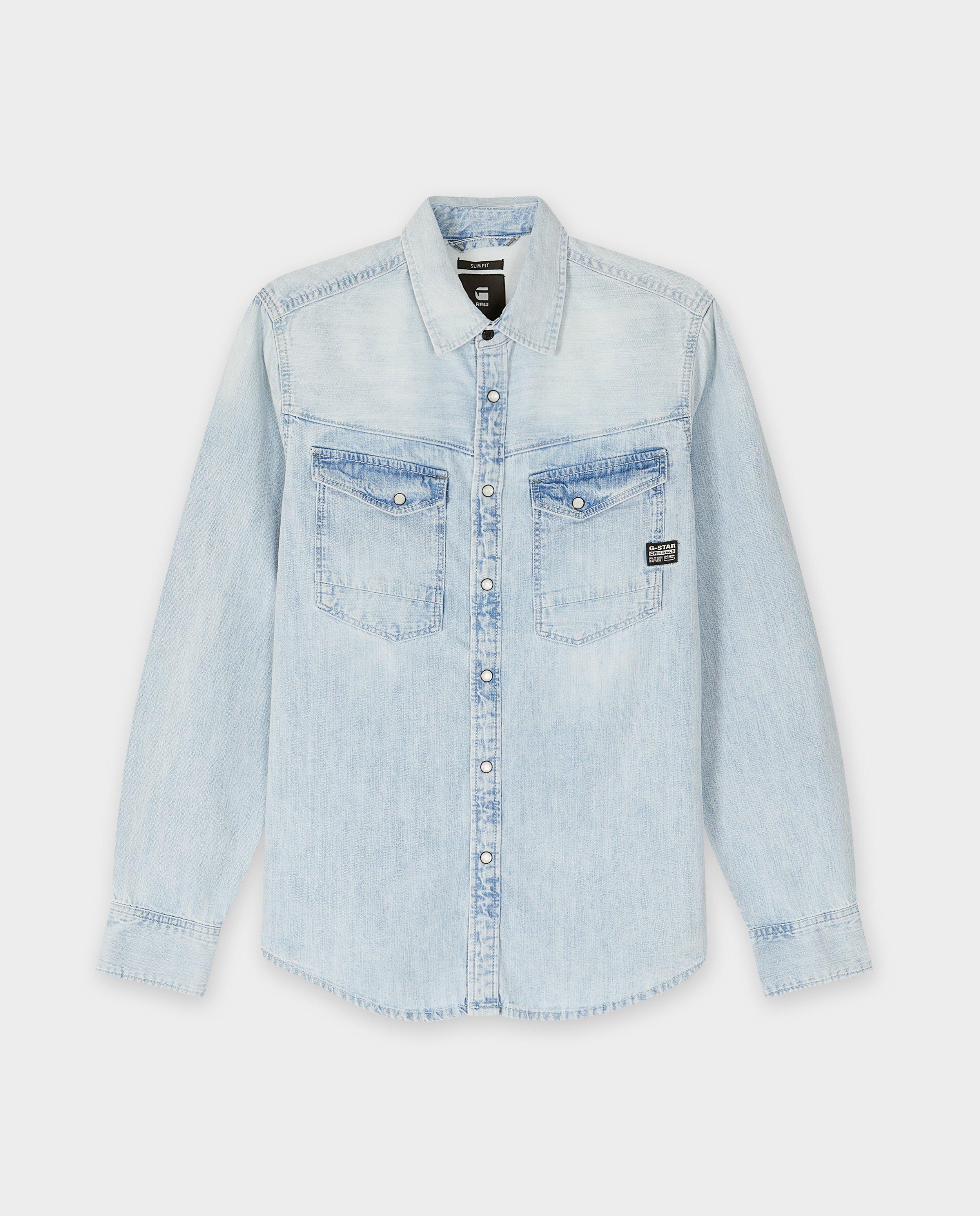 Hemden - Blauw jeanshemd, slim fit