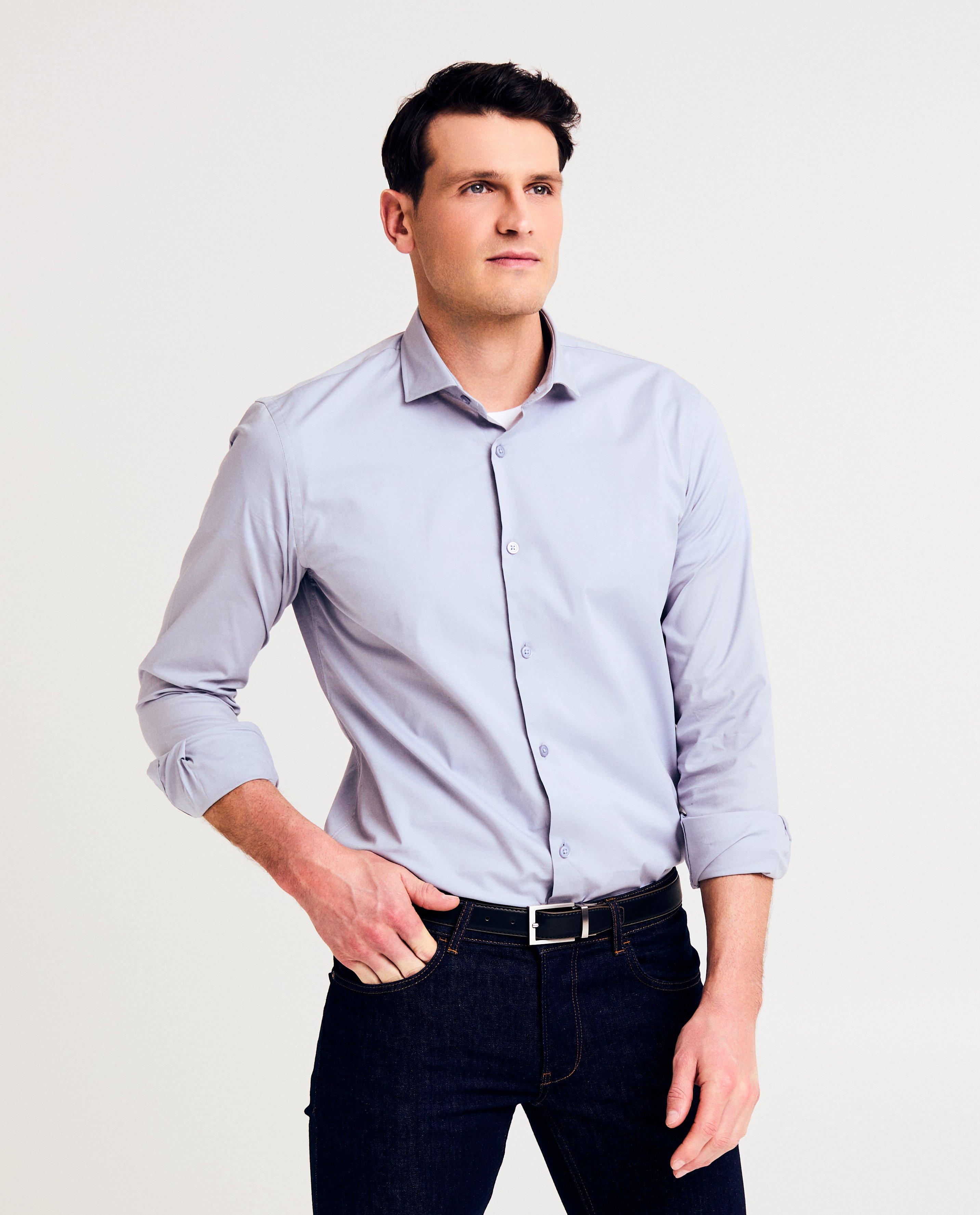 Chemise grise, slim fit - D&eacute;tails du produit - gris - image num&eacute;ro 1