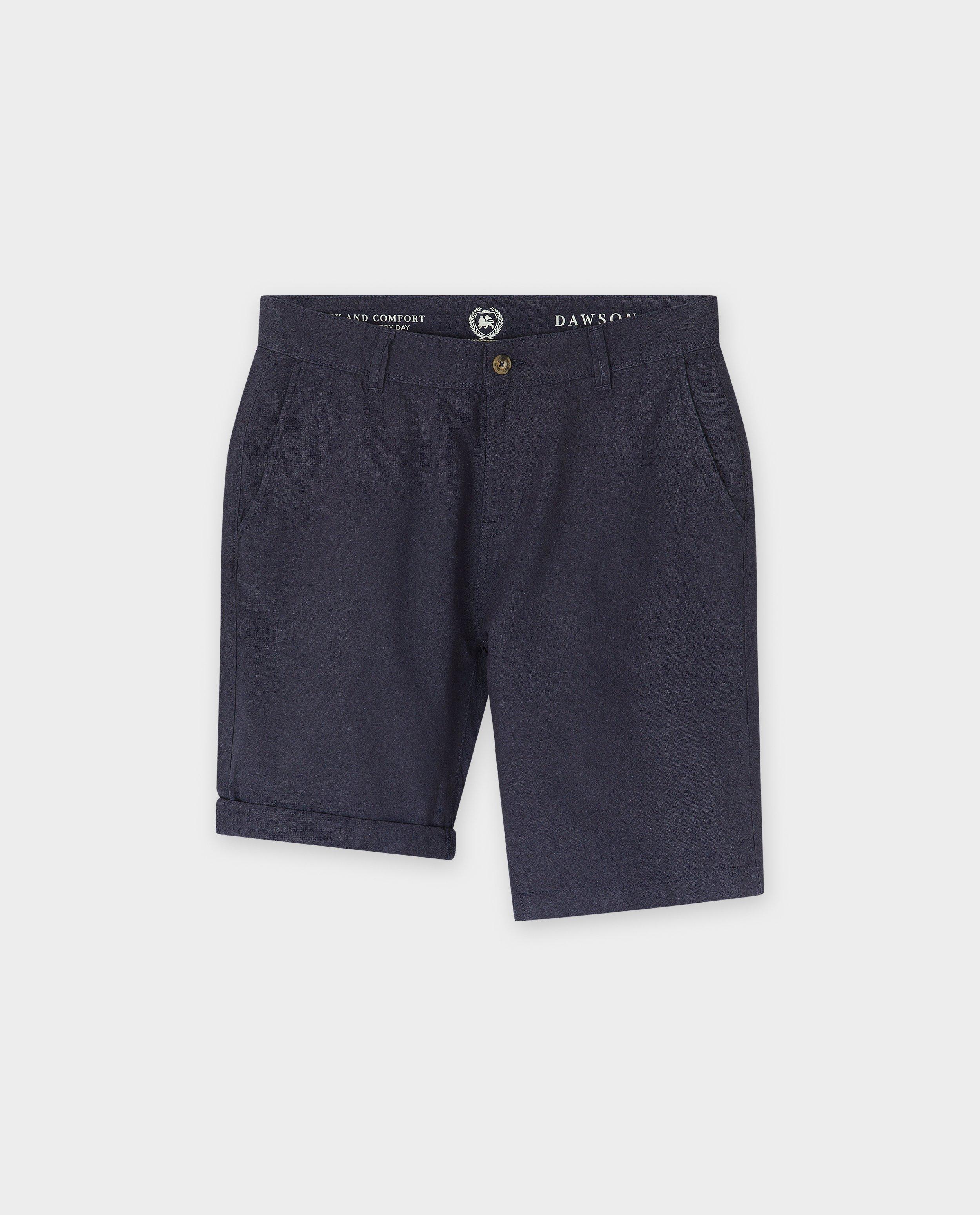 Short avec lin - D&eacute;tails du produit - bleu fonc&eacute; - image num&eacute;ro 4