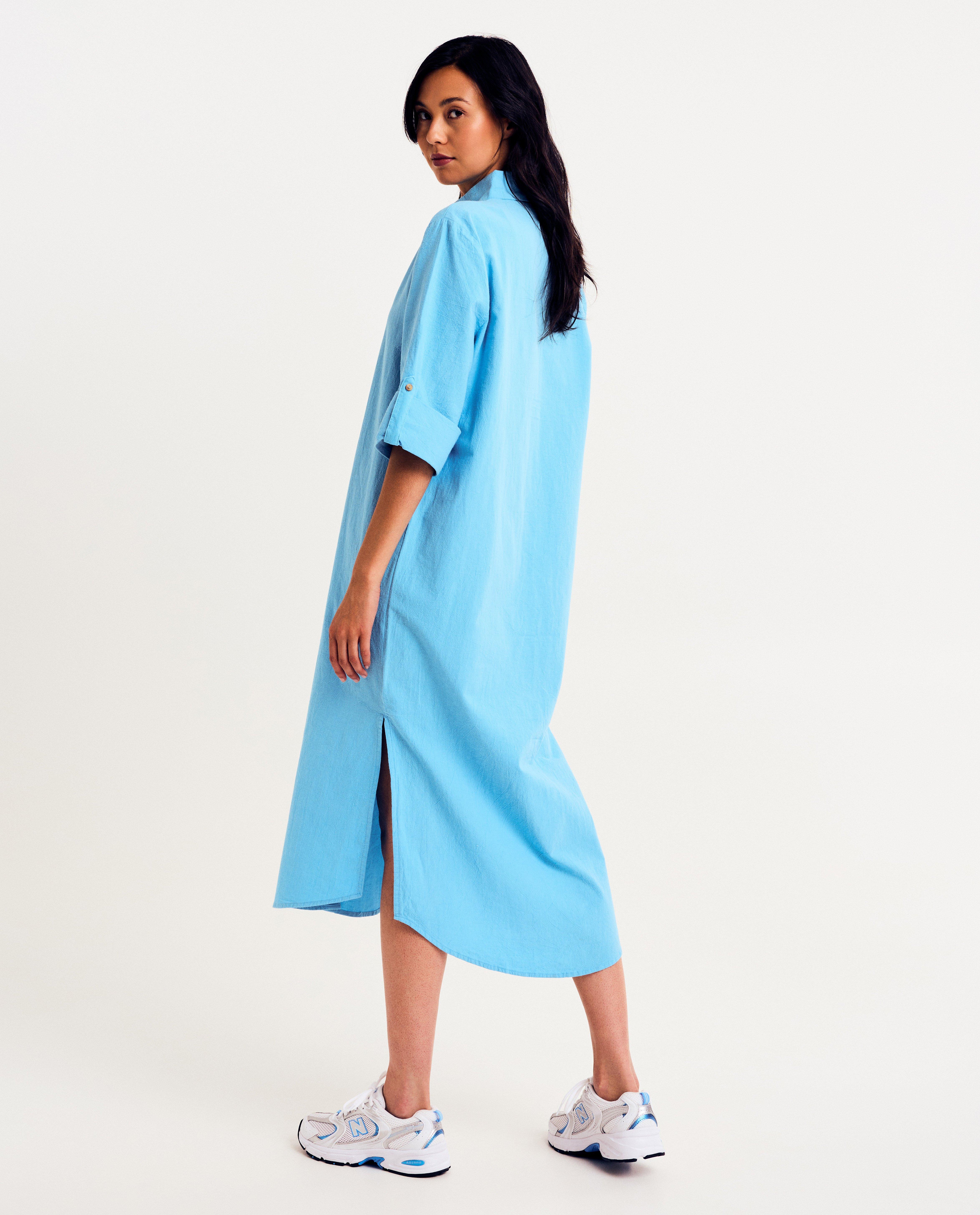 Kleedjes - Blauwe jurk met structuur