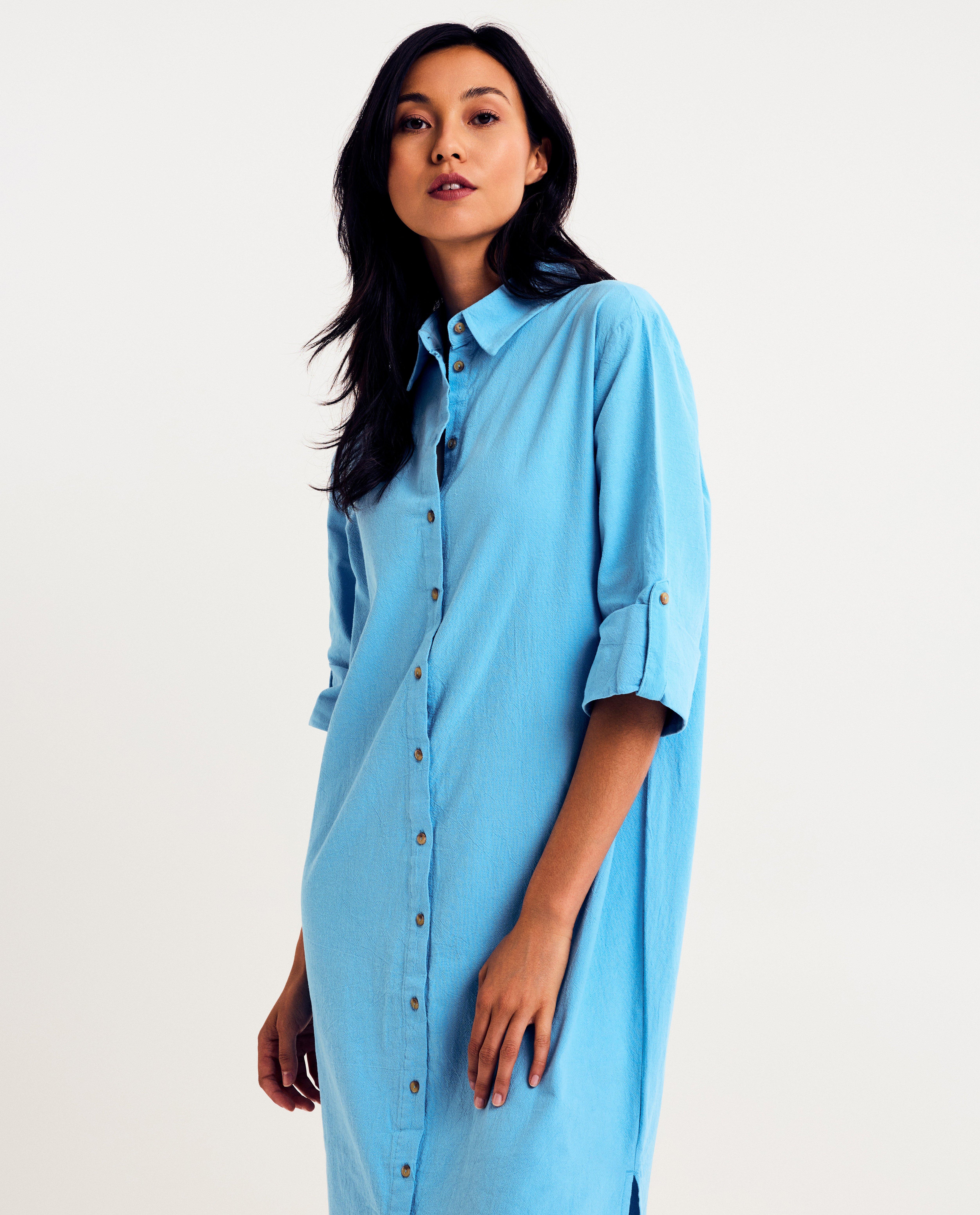 Kleedjes - Blauwe jurk met structuur