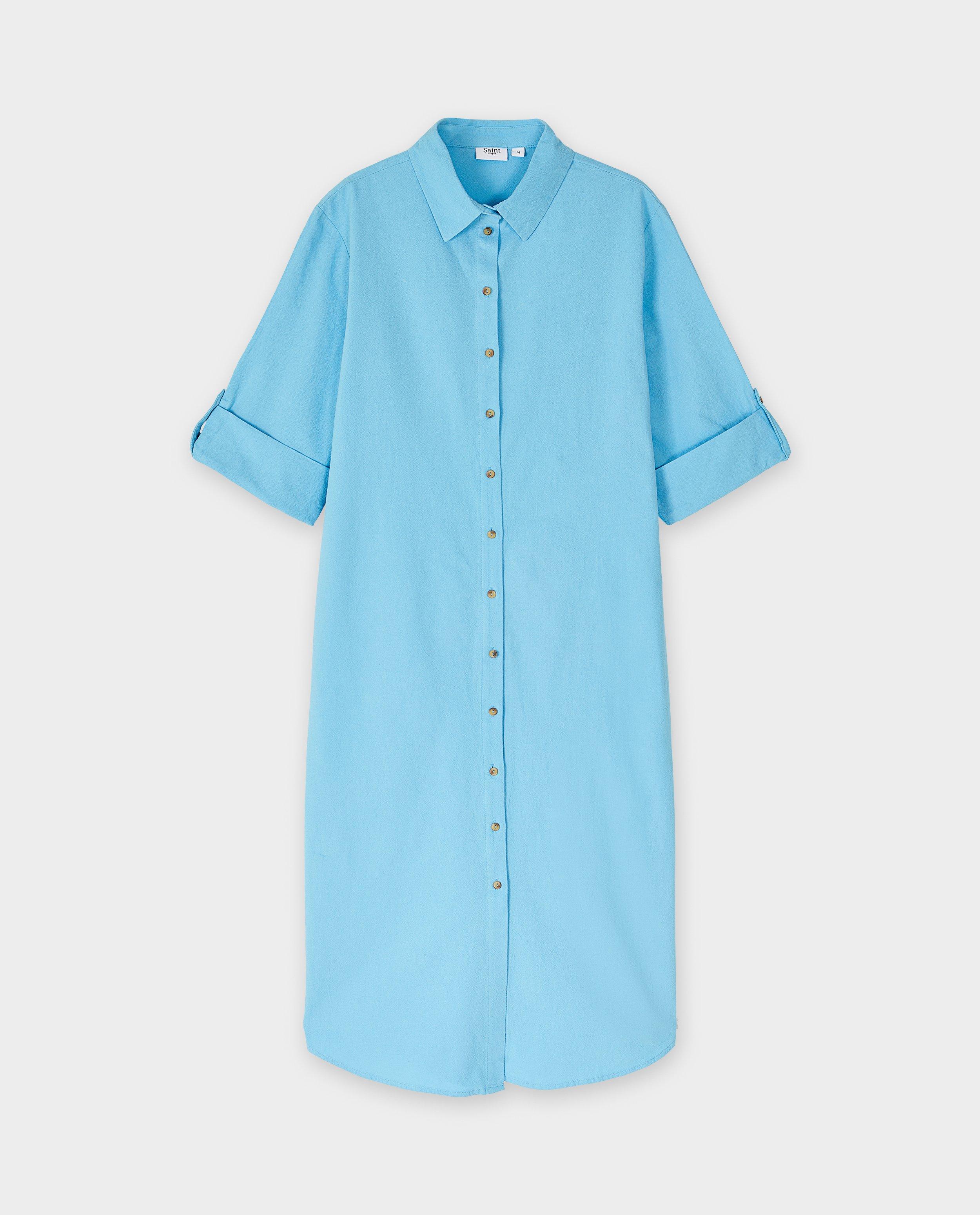 Kleedjes - Blauwe jurk met structuur