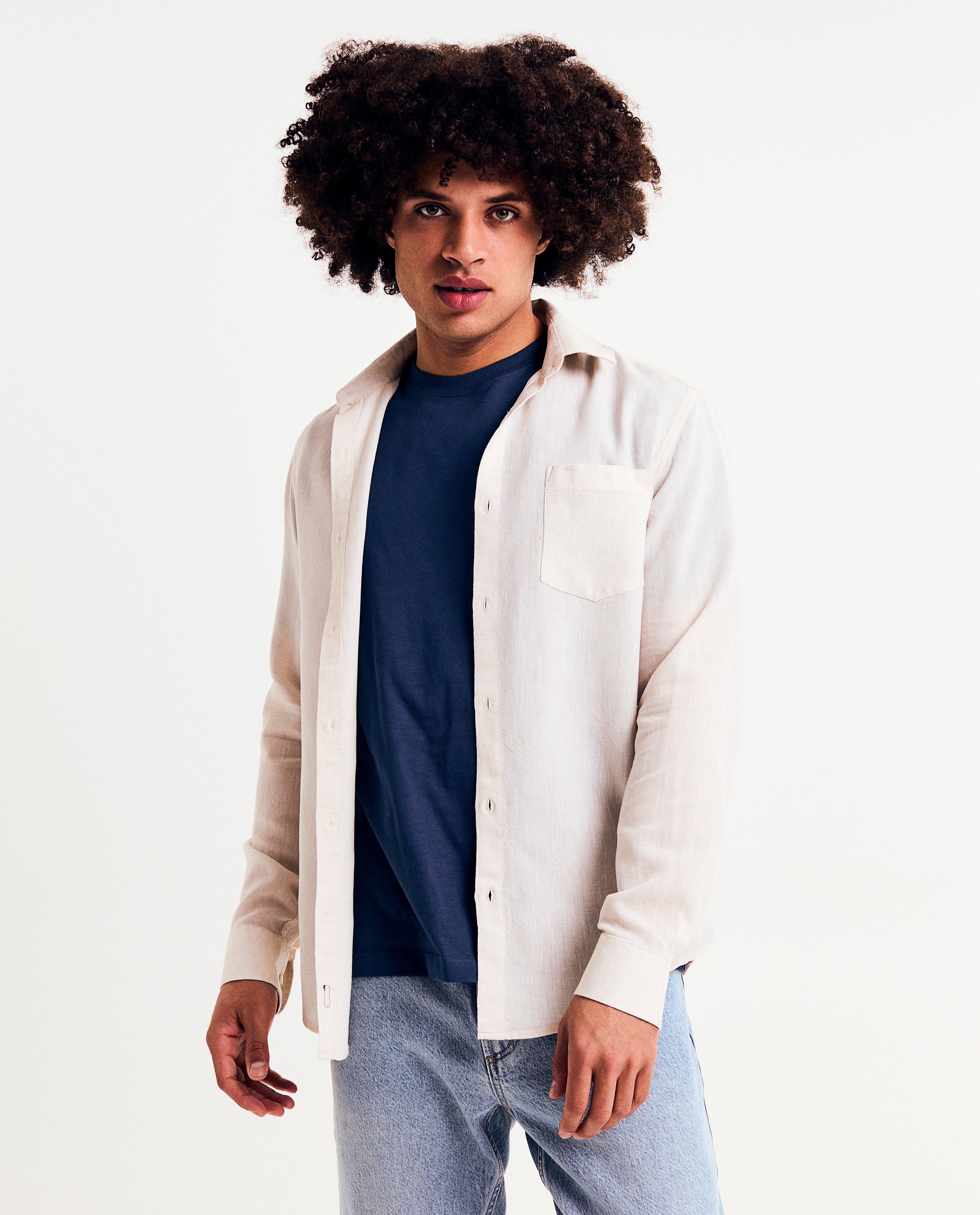 Hemd met linnen, slim fit - null - Iveo