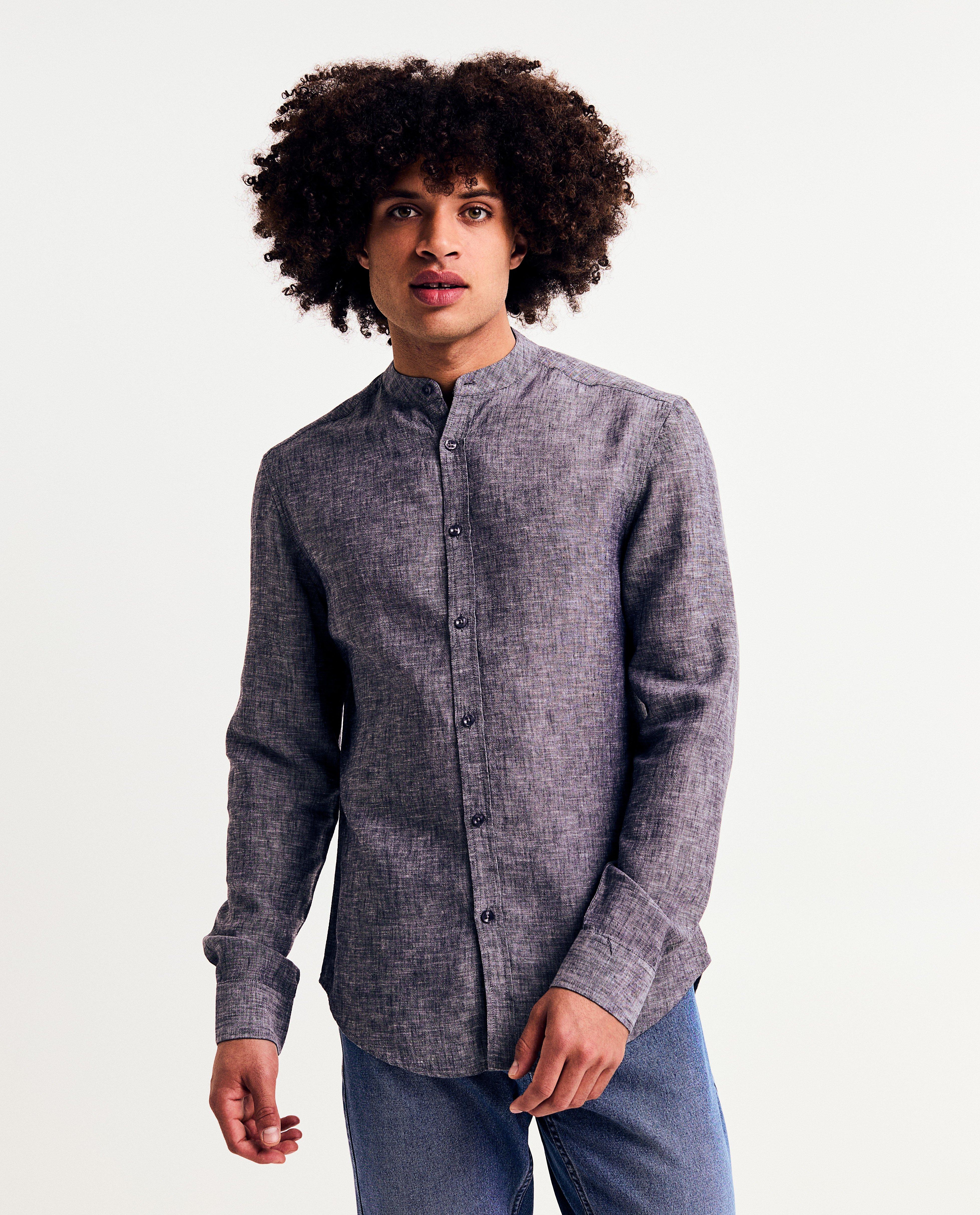 Hemd met linnen, slim fit - null - Iveo
