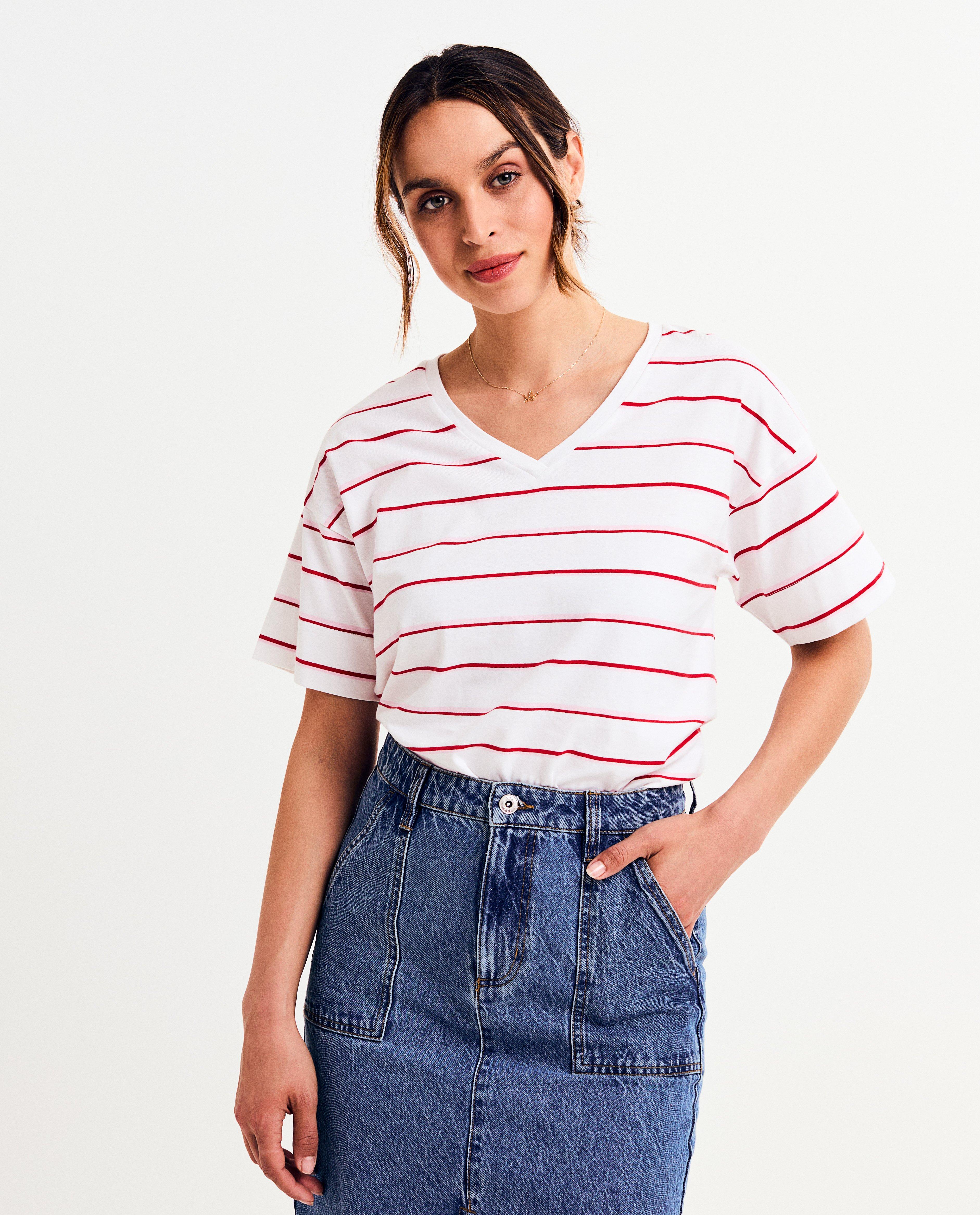 T-shirt met strepen - null - Sora