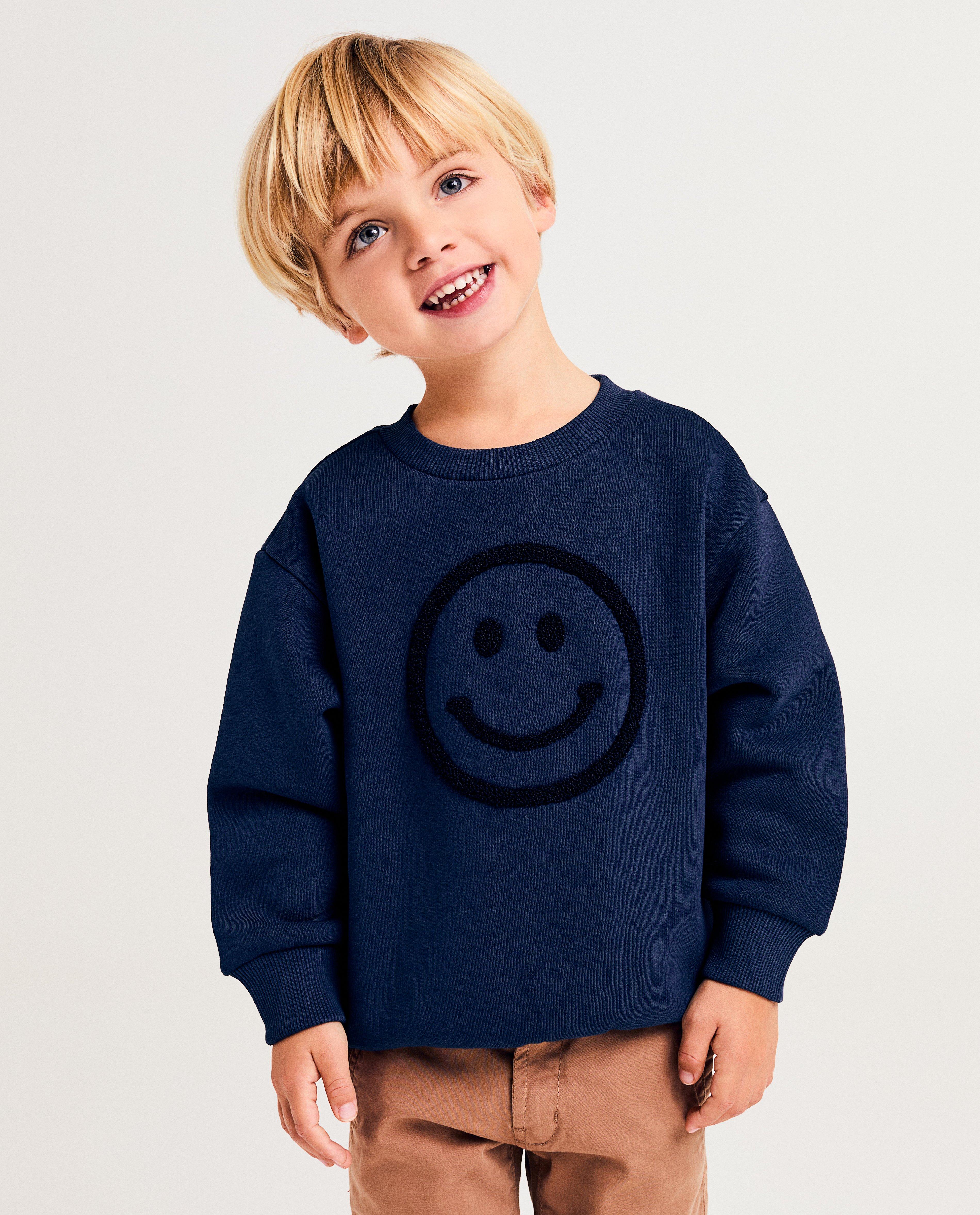 Sweater met smiley van bouclé - null - Kidz Nation