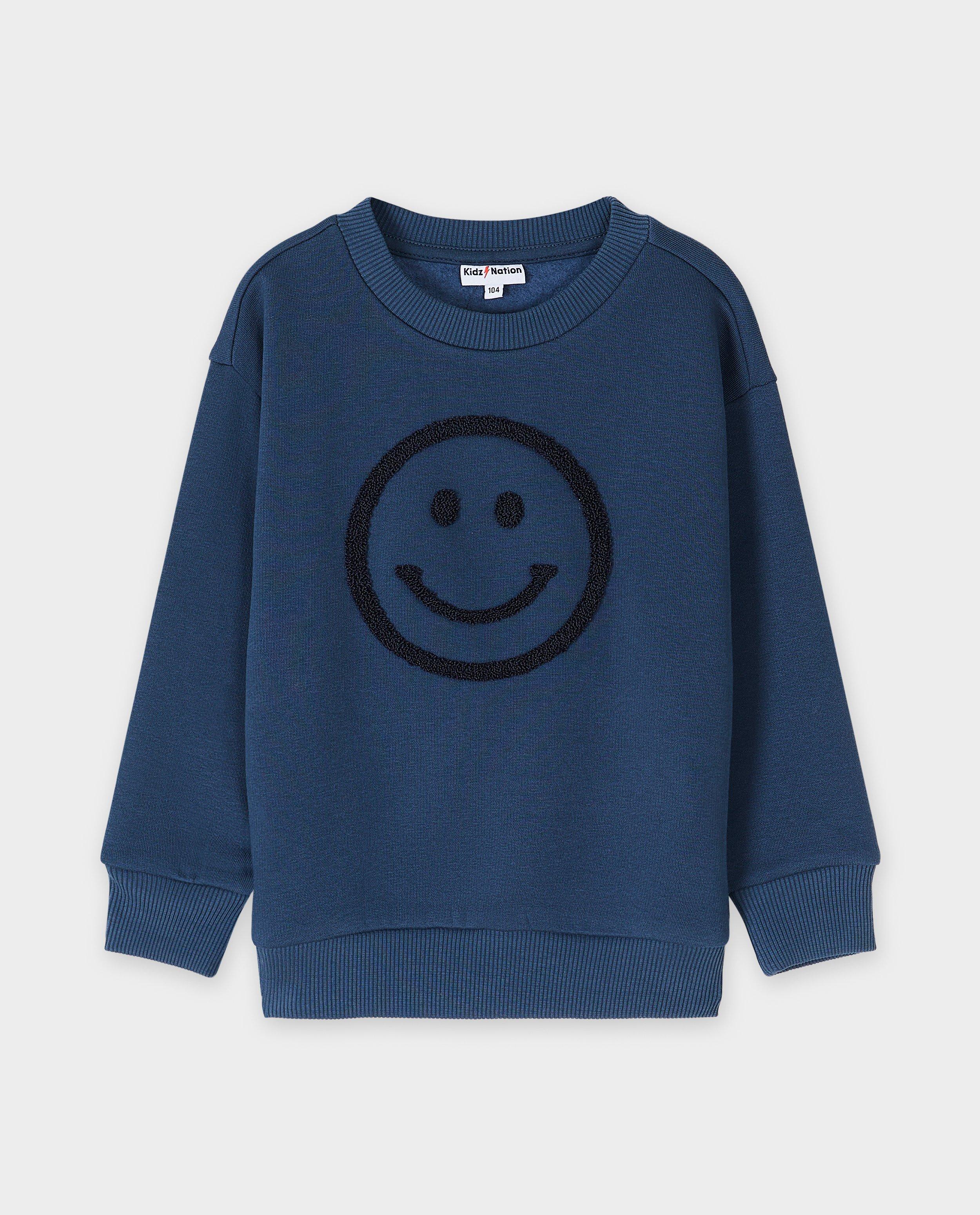 Sweaters - Sweater met smiley van bouclé