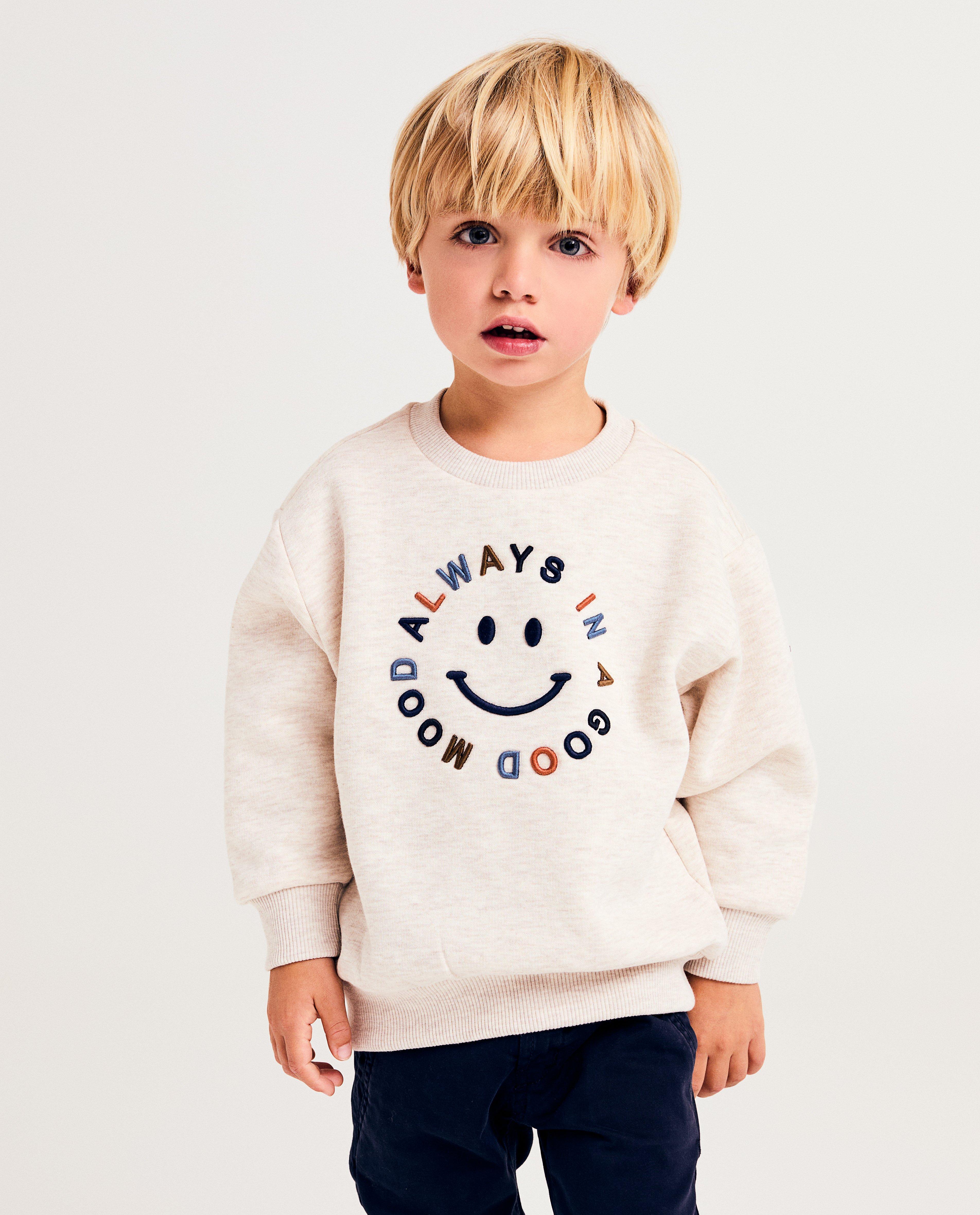 Sweater met smiley van bouclé - null - Kidz Nation