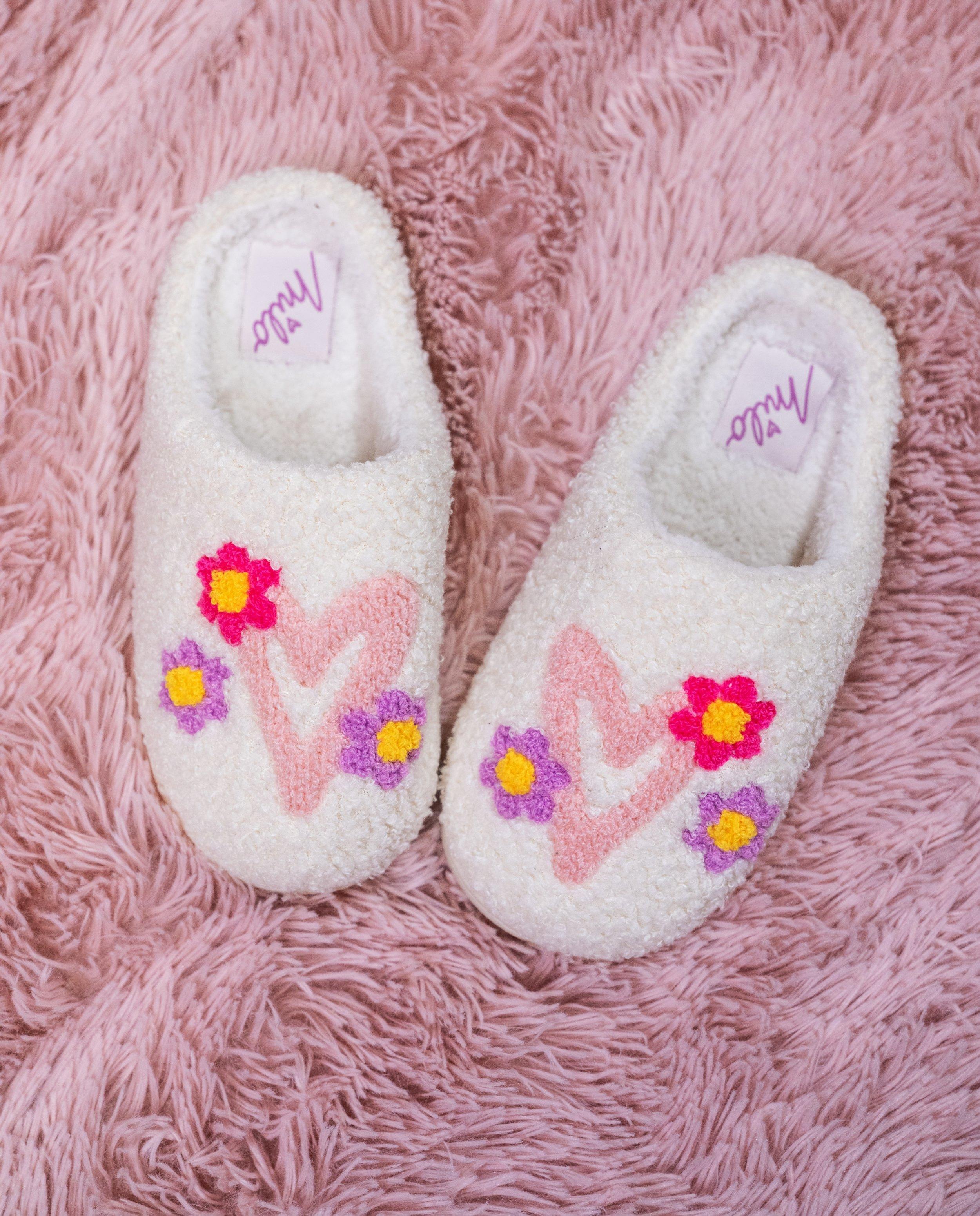 Teddy pantoffels met borduursel, maat 30-39 - null - milo