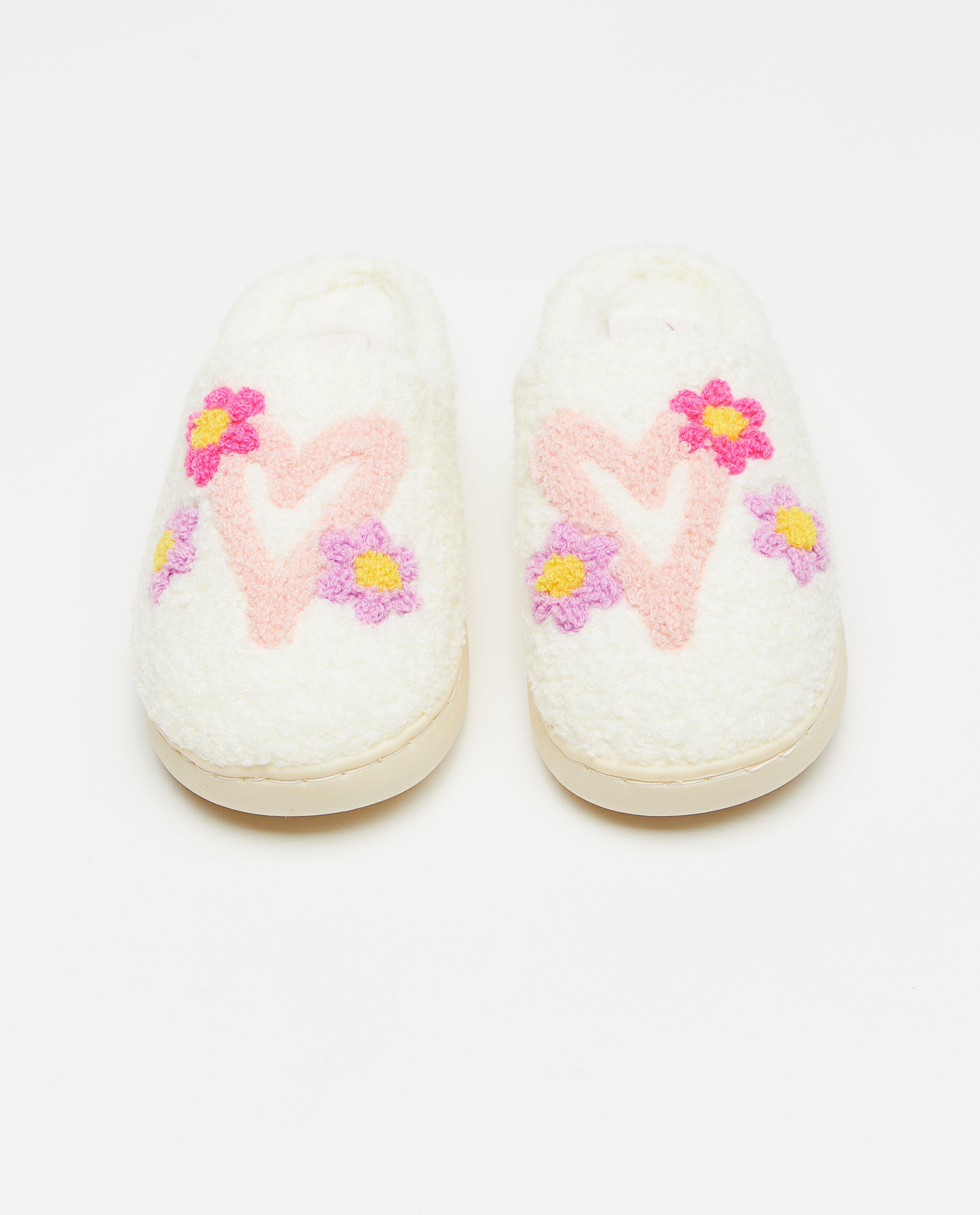Schoenen - Teddy pantoffels met borduursel, maat 27-42