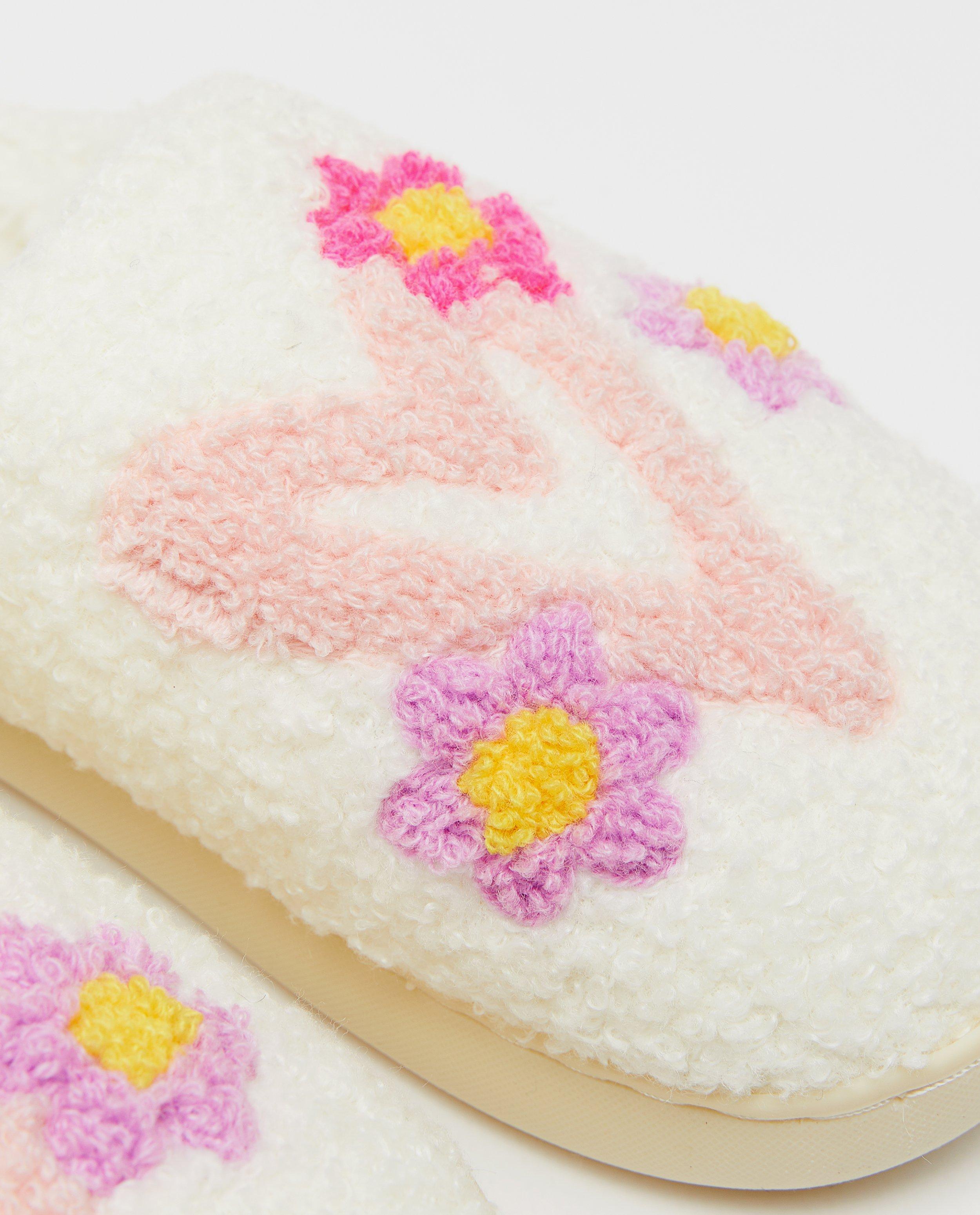 Schoenen - Teddy pantoffels met borduursel, maat 27-42
