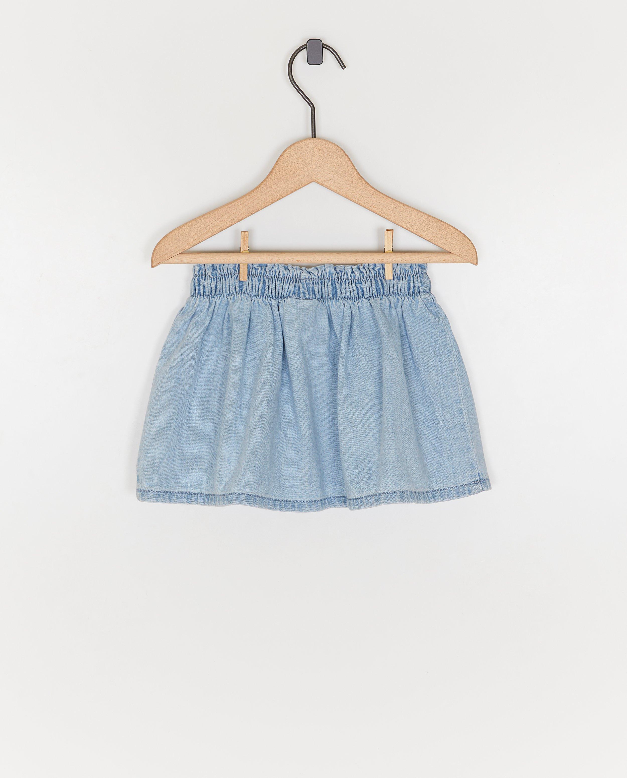 Rokken - Jeansrok met geborduurde bloemen