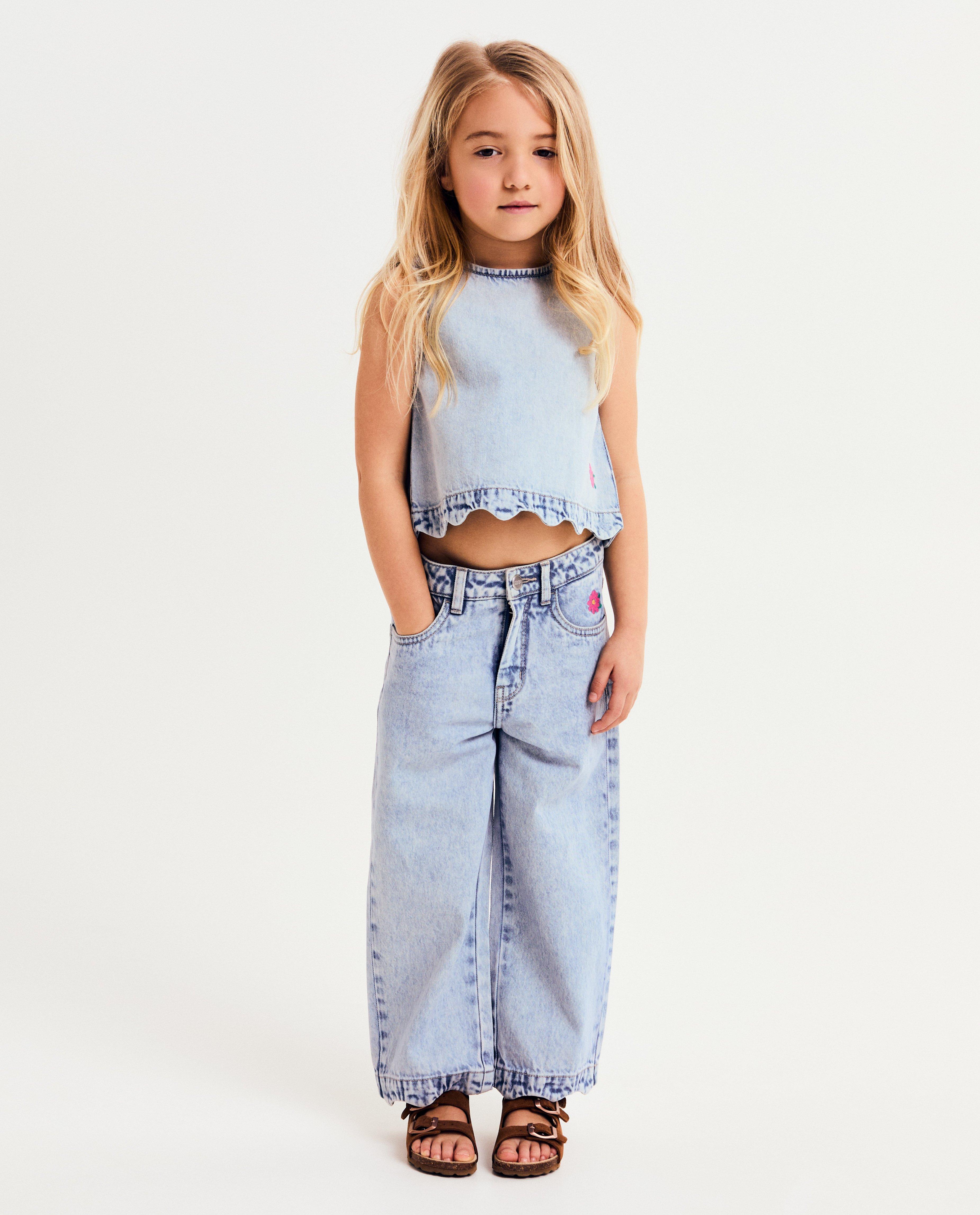 T-shirts - Top en jean bleu avec détails dans le dos