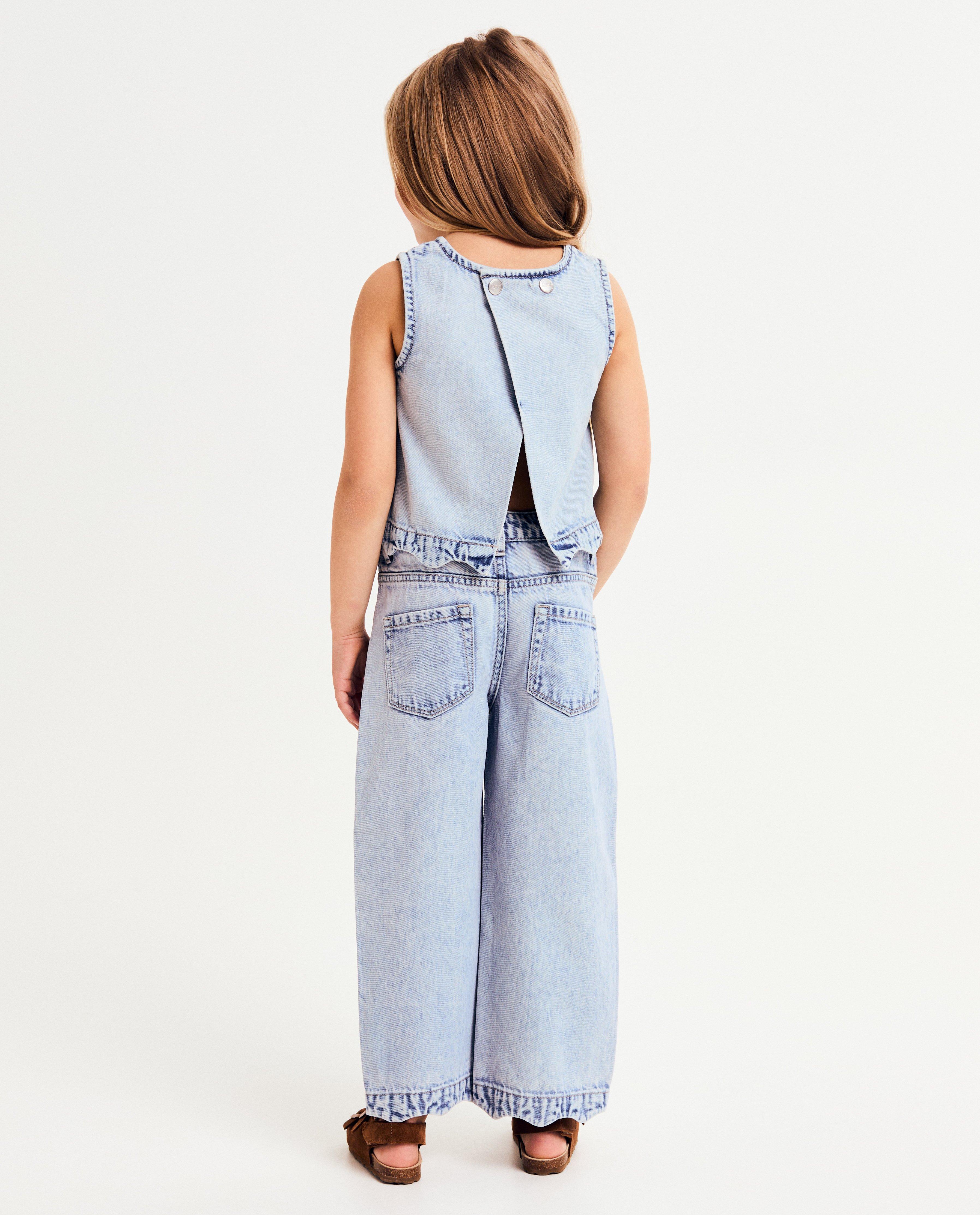 T-shirts - Top en jean bleu avec détails dans le dos