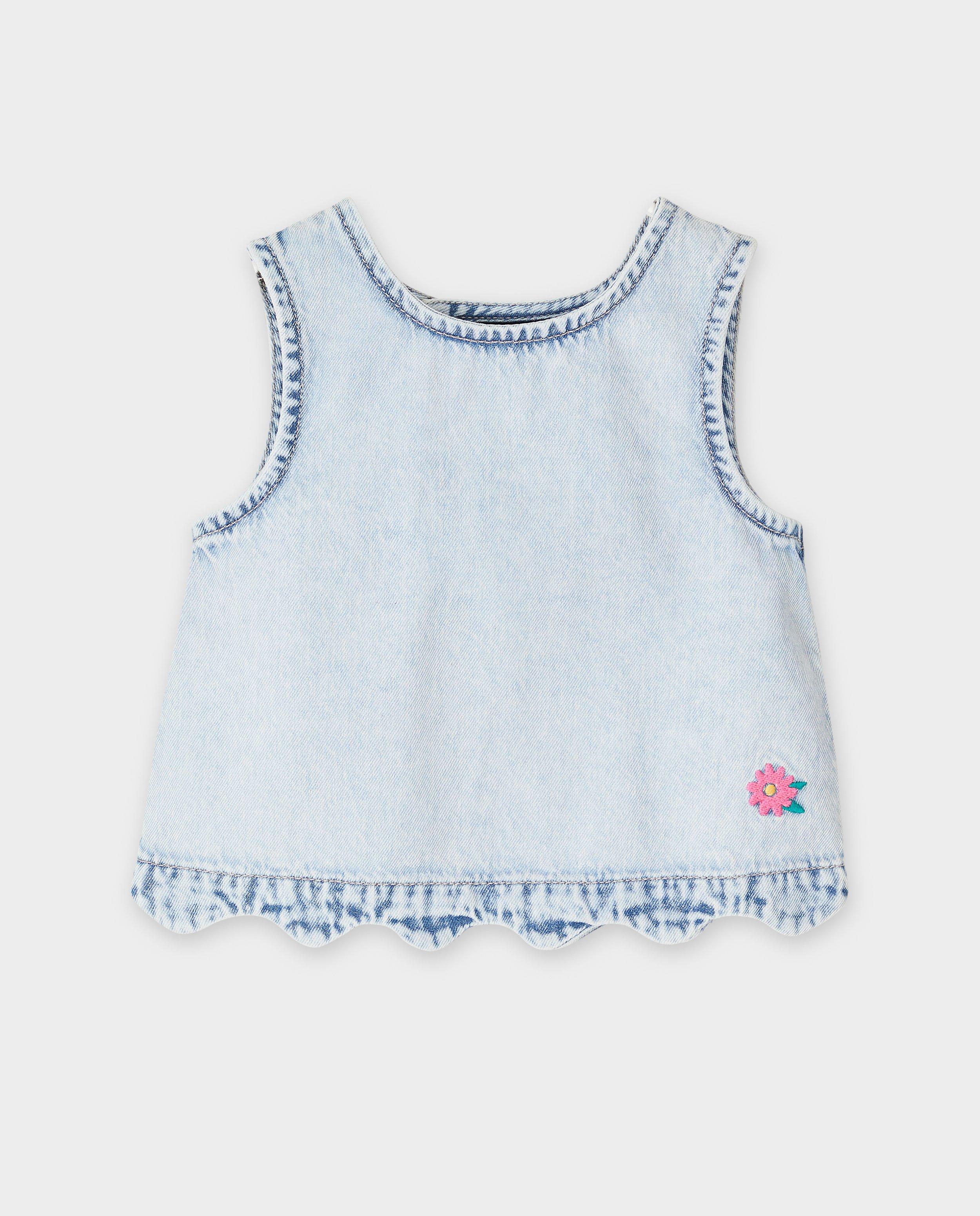 T-shirts - Top en jean bleu avec détails dans le dos