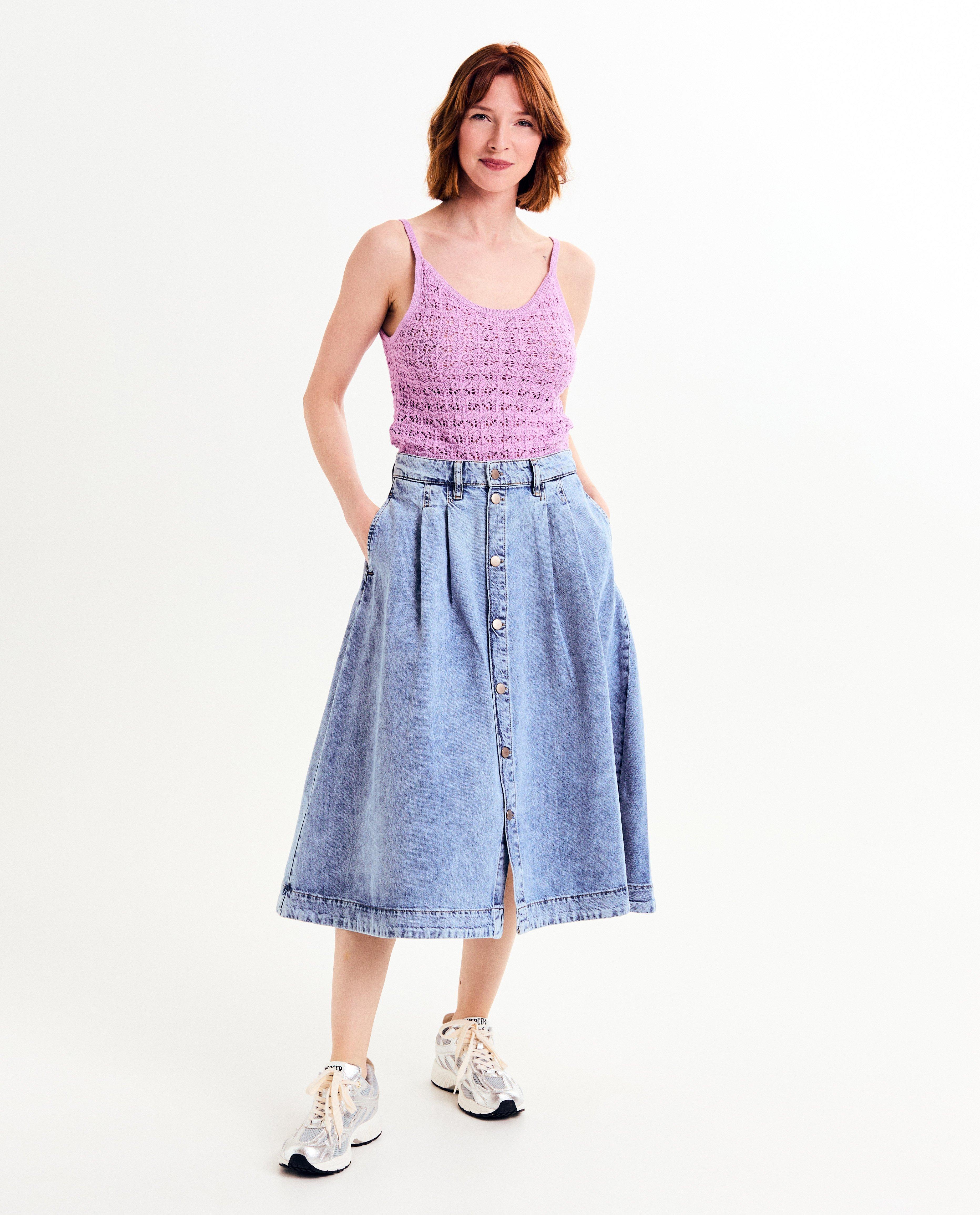 Lichtblauwe jeansrok