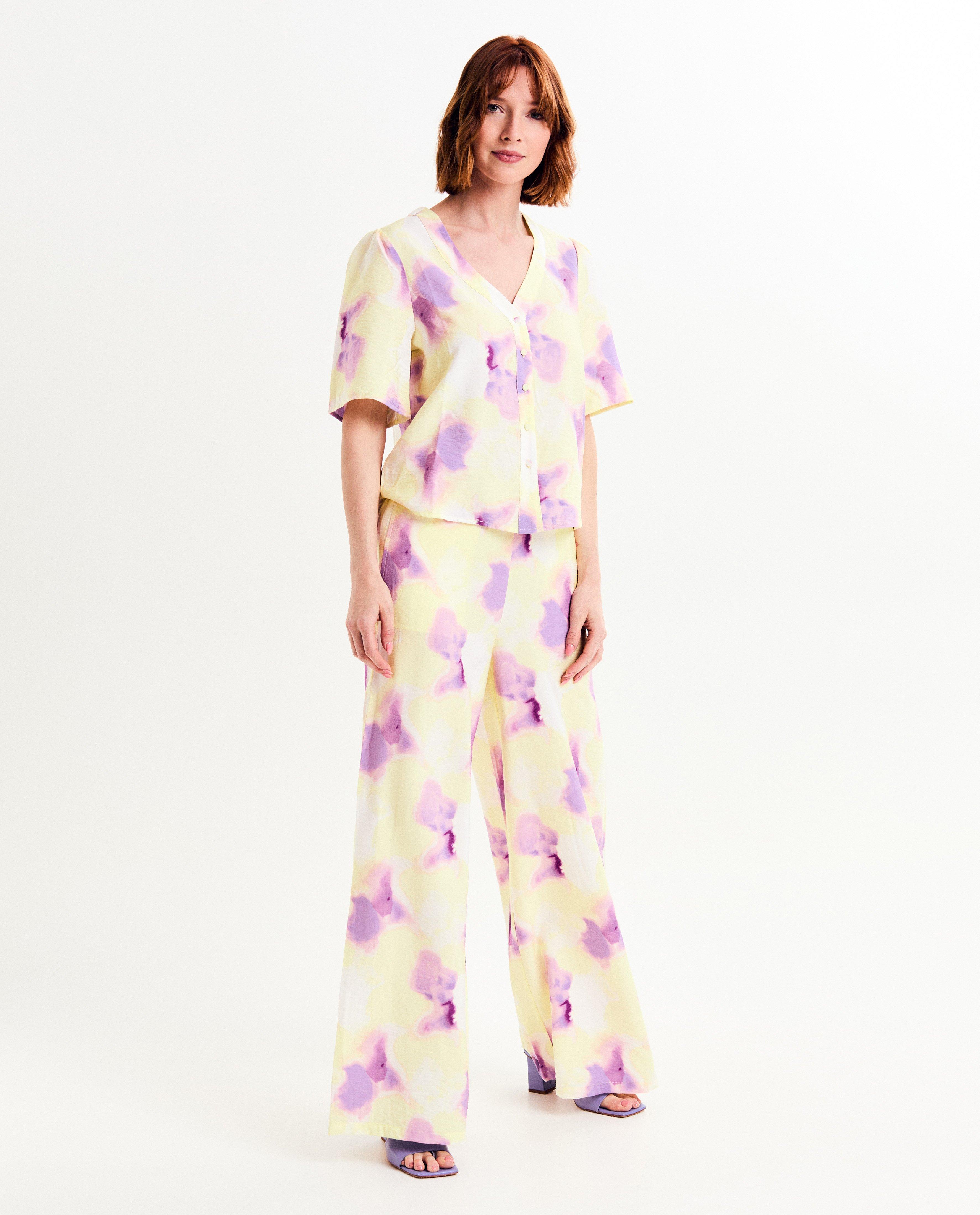 Broeken - Broek met tie dye, wide leg fit