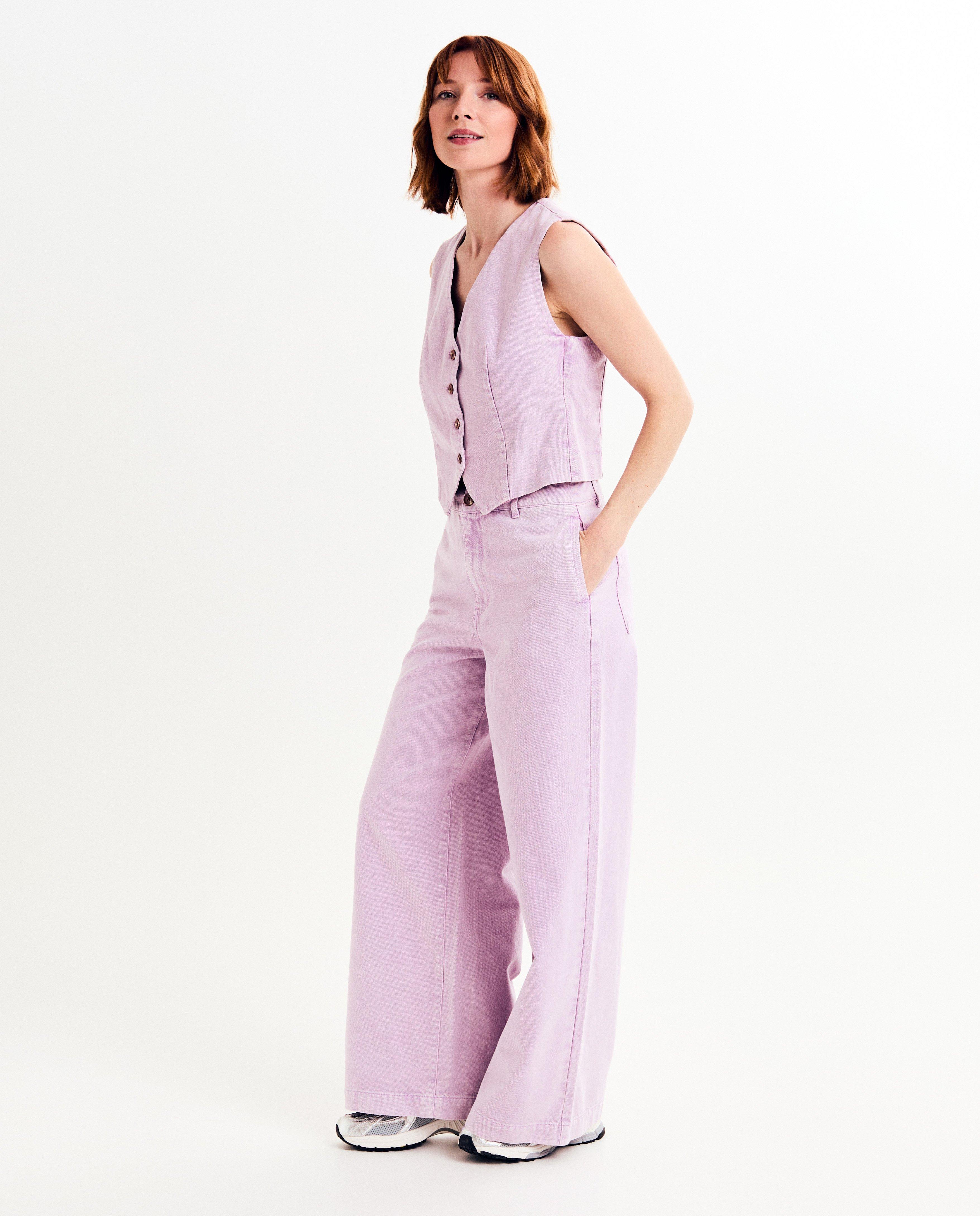 Broeken - Paarse jeans, wide leg fit
