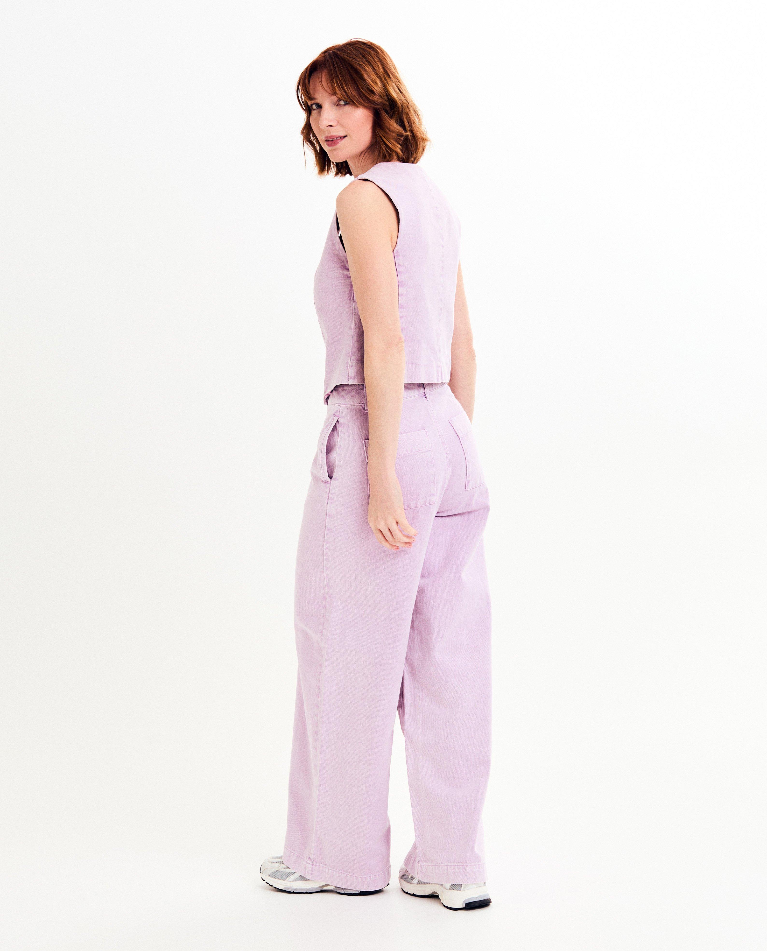 Broeken - Paarse jeans, wide leg fit