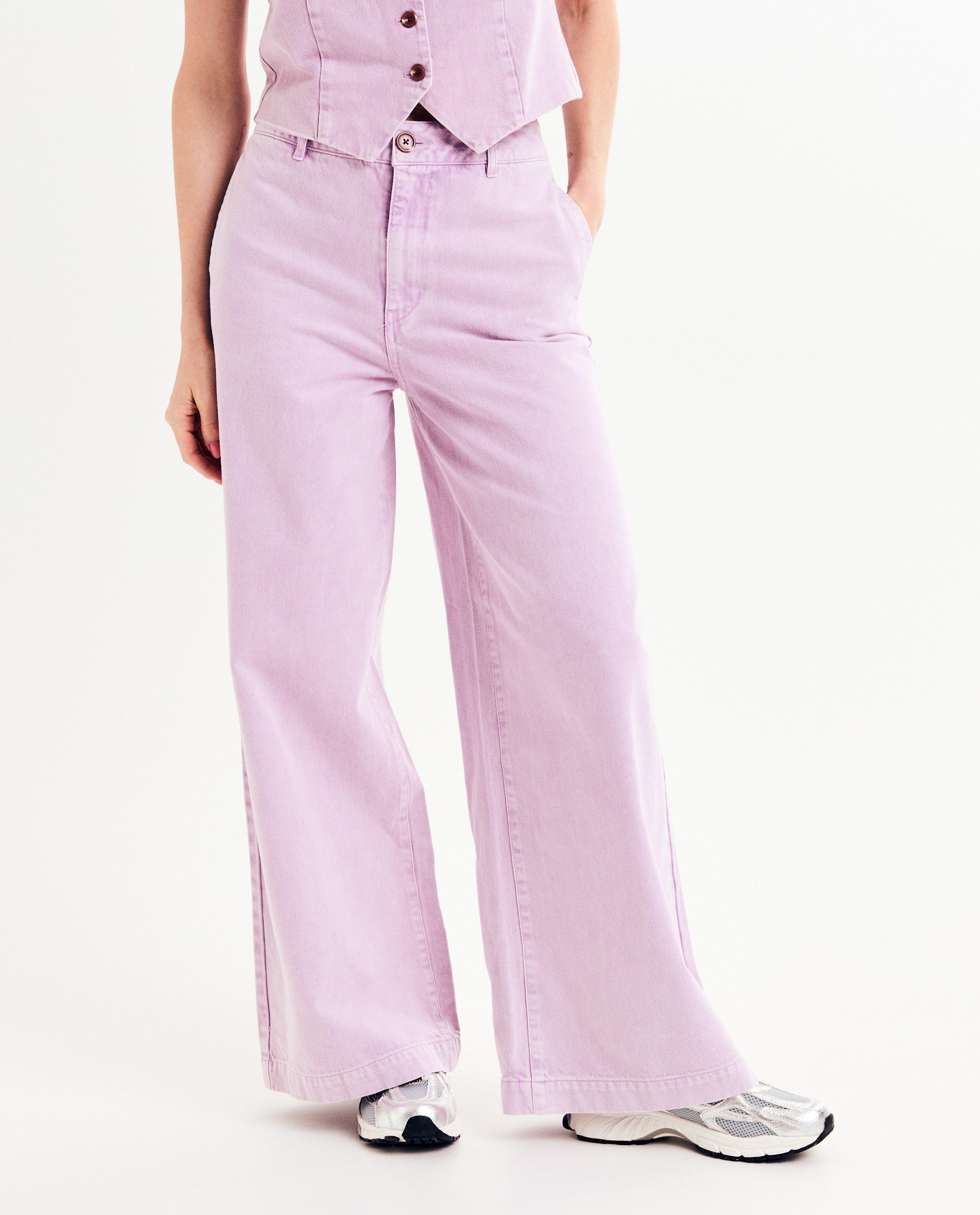 Broeken - Paarse jeans, wide leg fit
