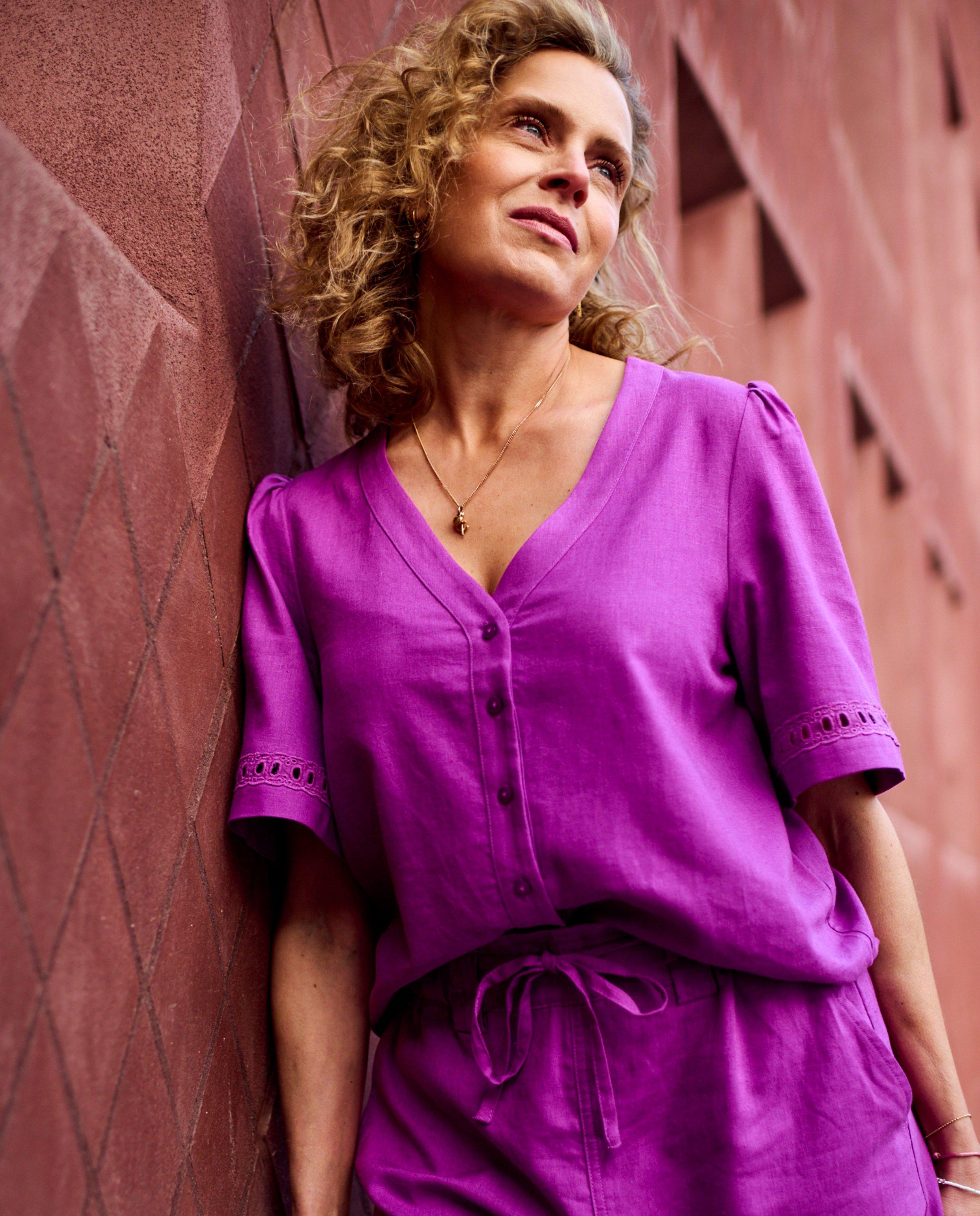 Paarse blouse met linnen - null - Dina Tersago