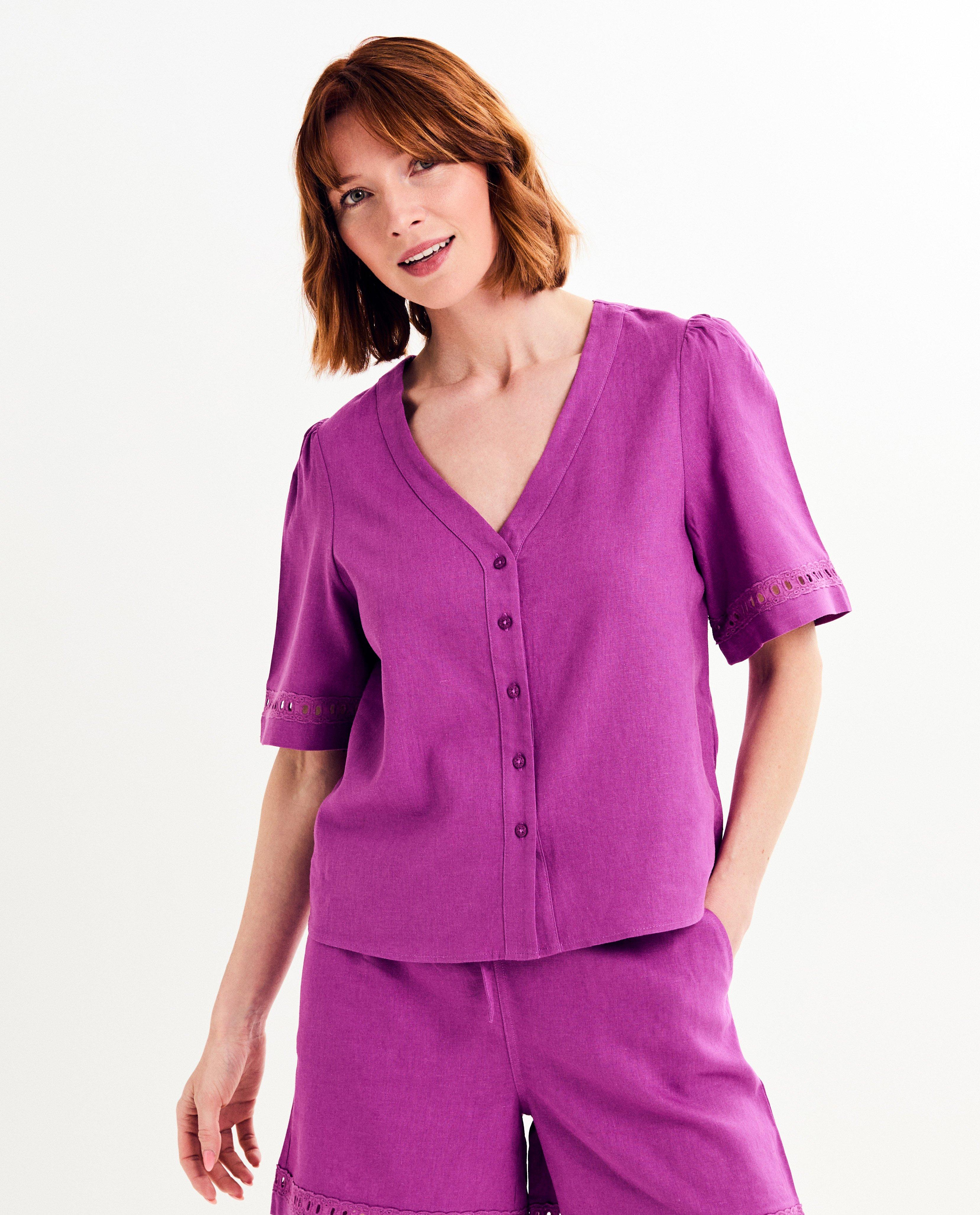Hemden - Paarse blouse met linnen