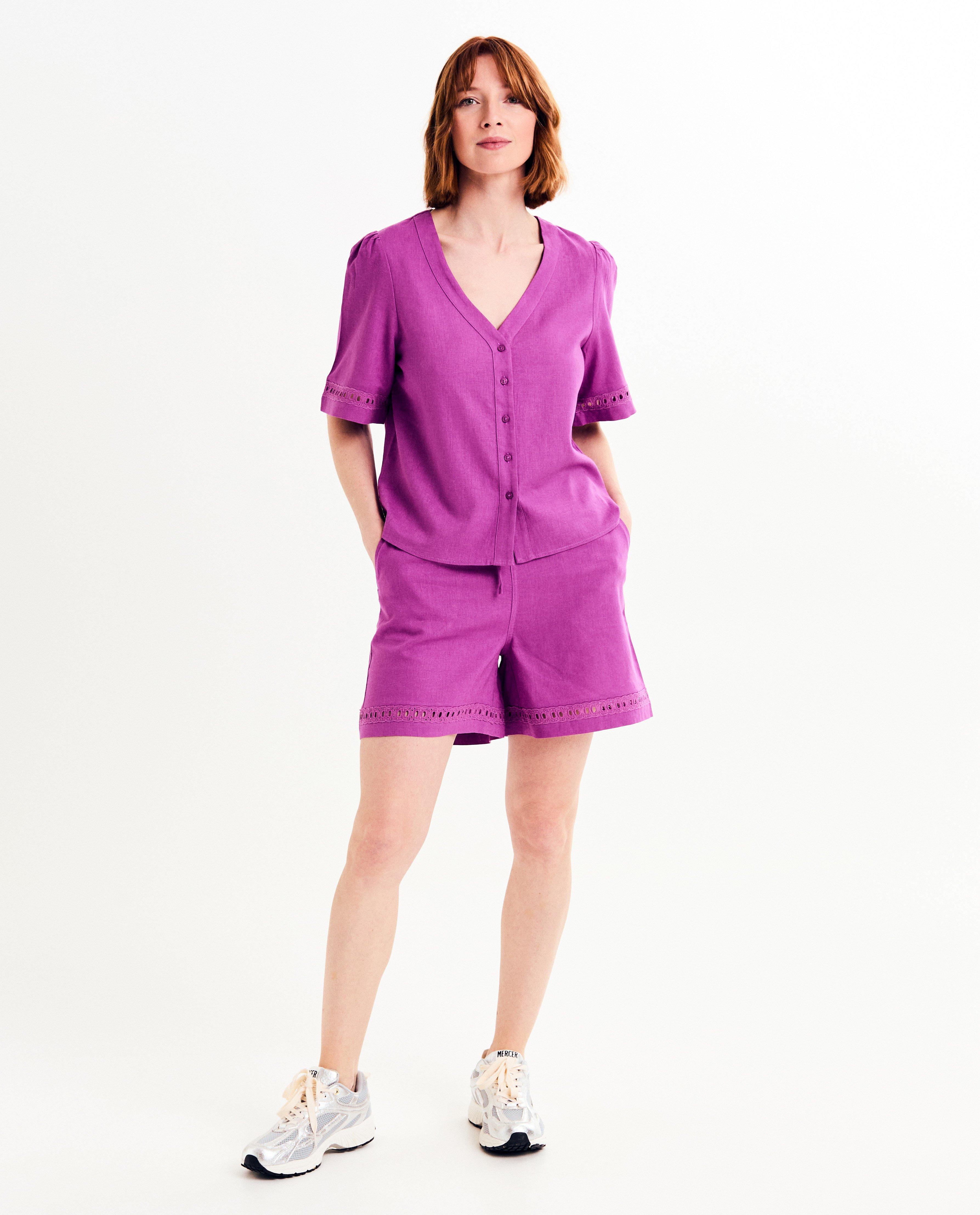 Shorts - Short violet avec lin
