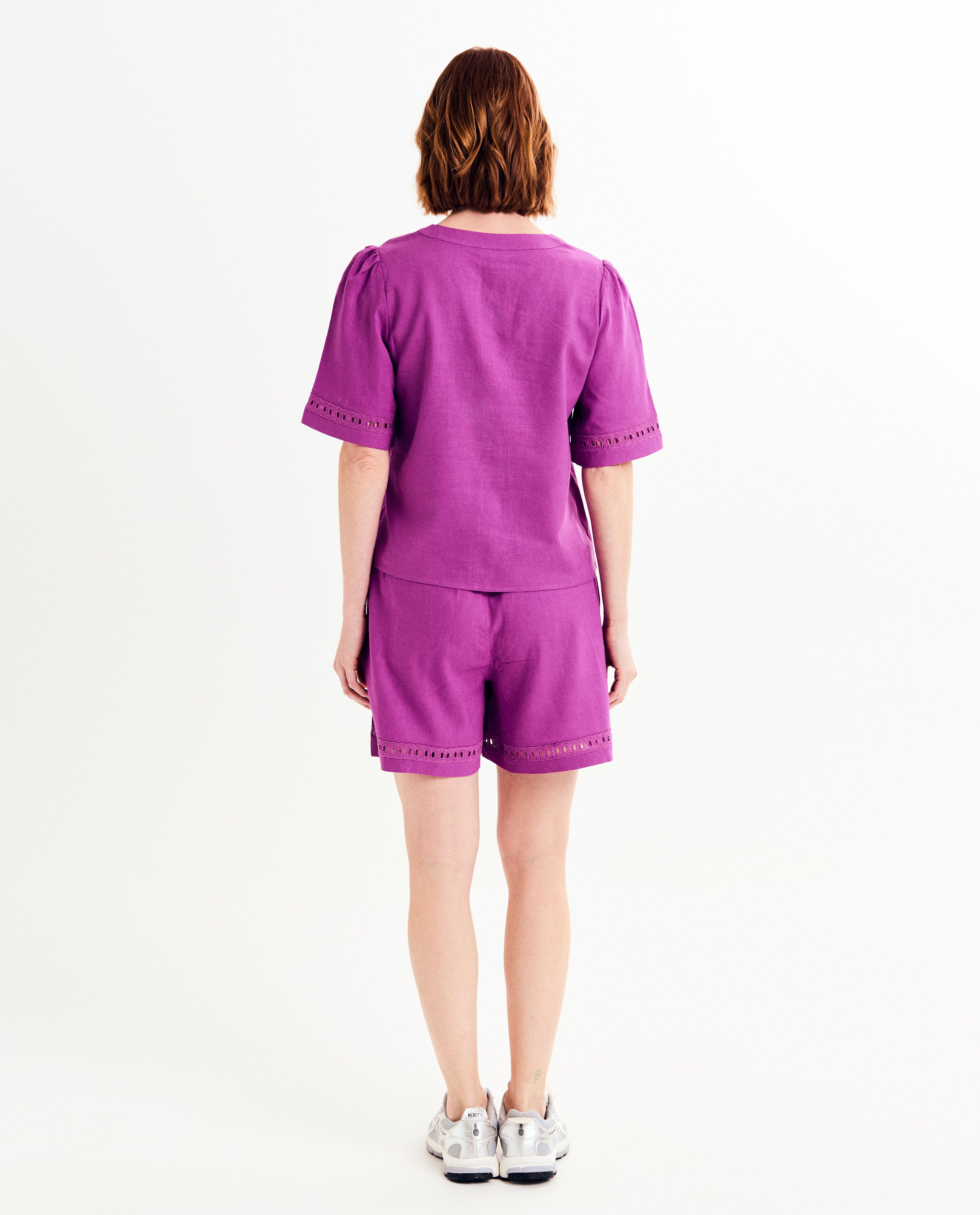 Shorts - Short violet avec lin