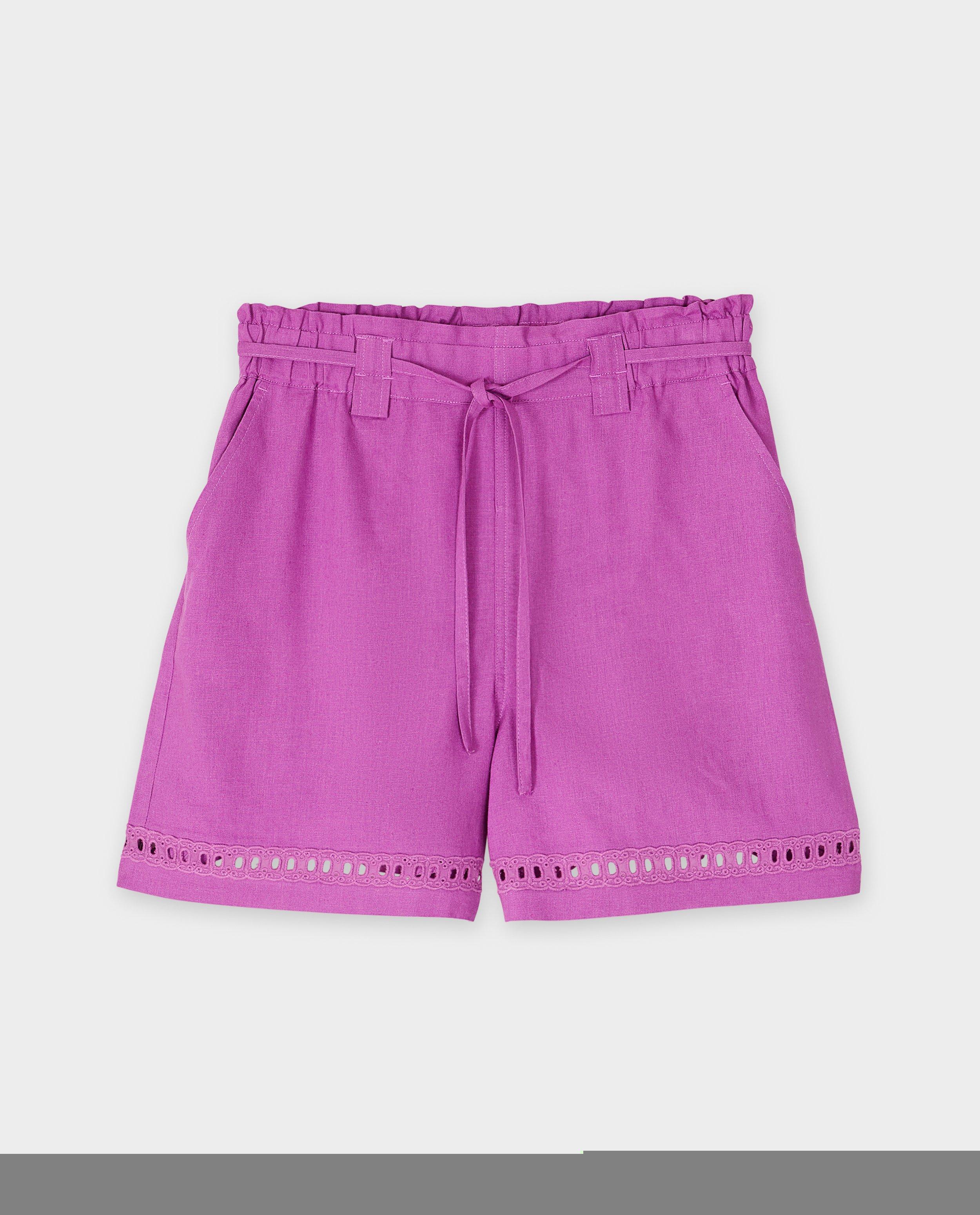 Shorten - Paarse short met linnen
