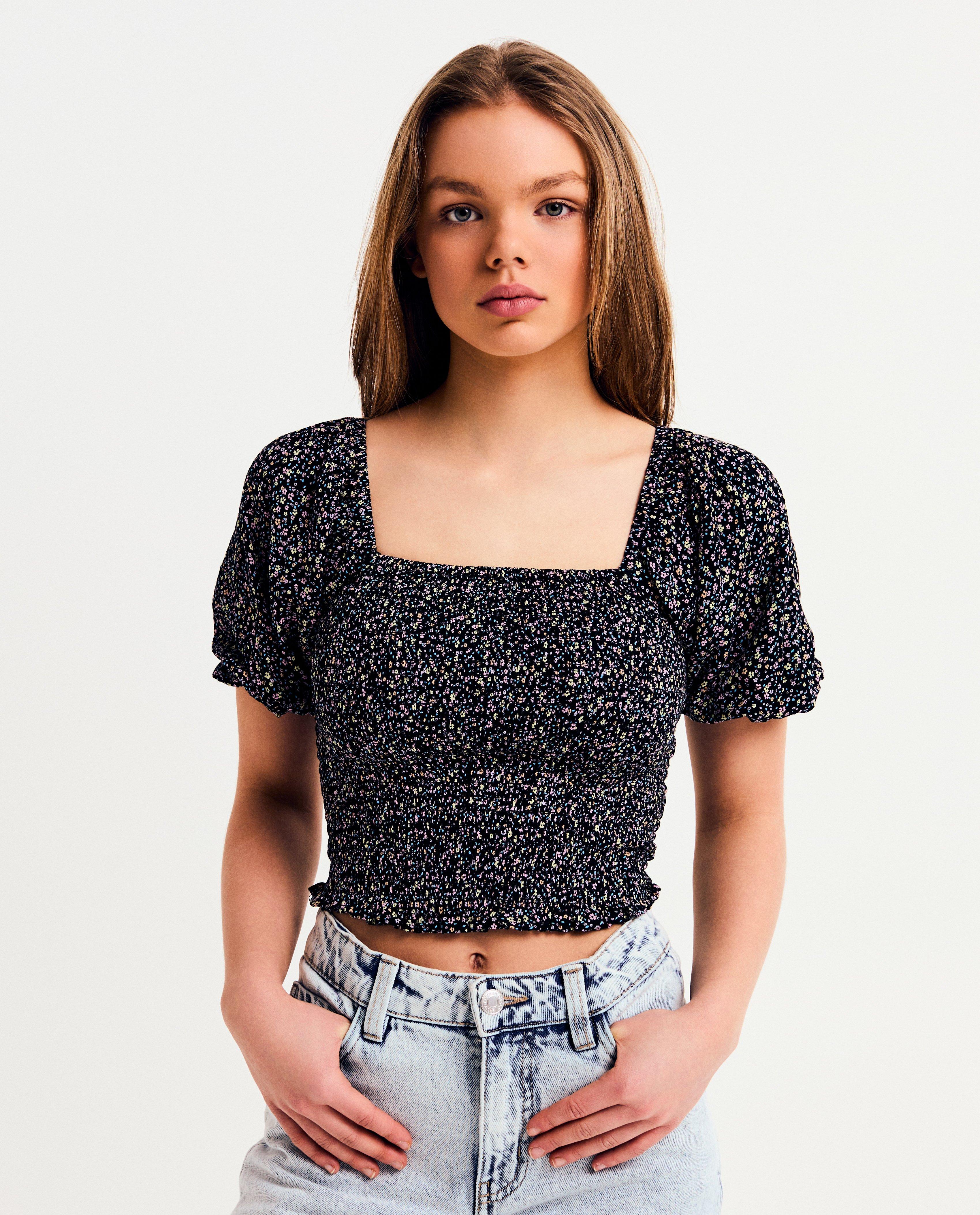 Top met bloemenprint, cropped fit - null - Groggy