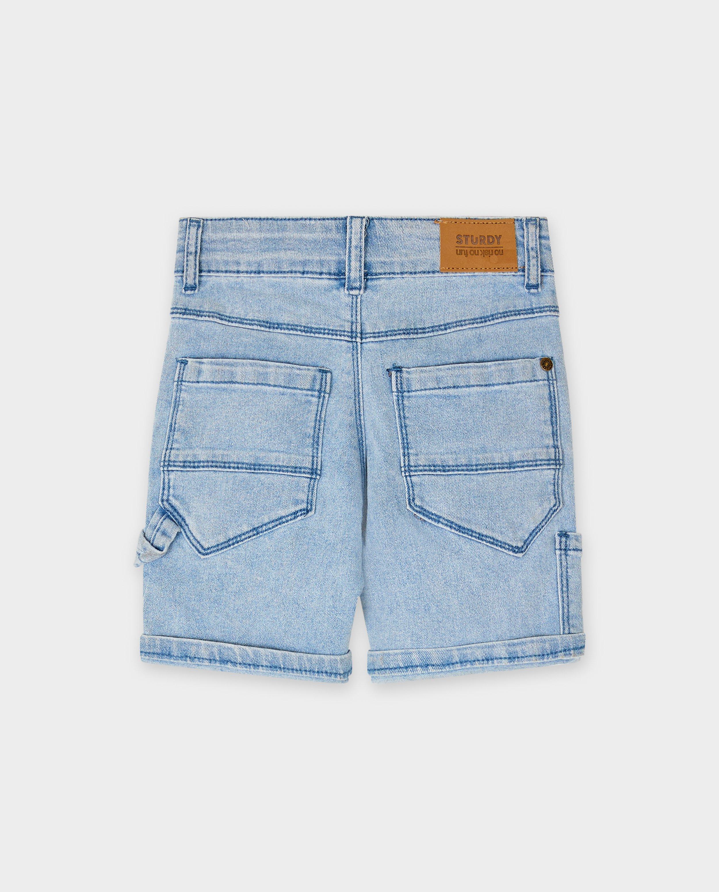 Shorten - Blauwe jeansshort met carpenter details