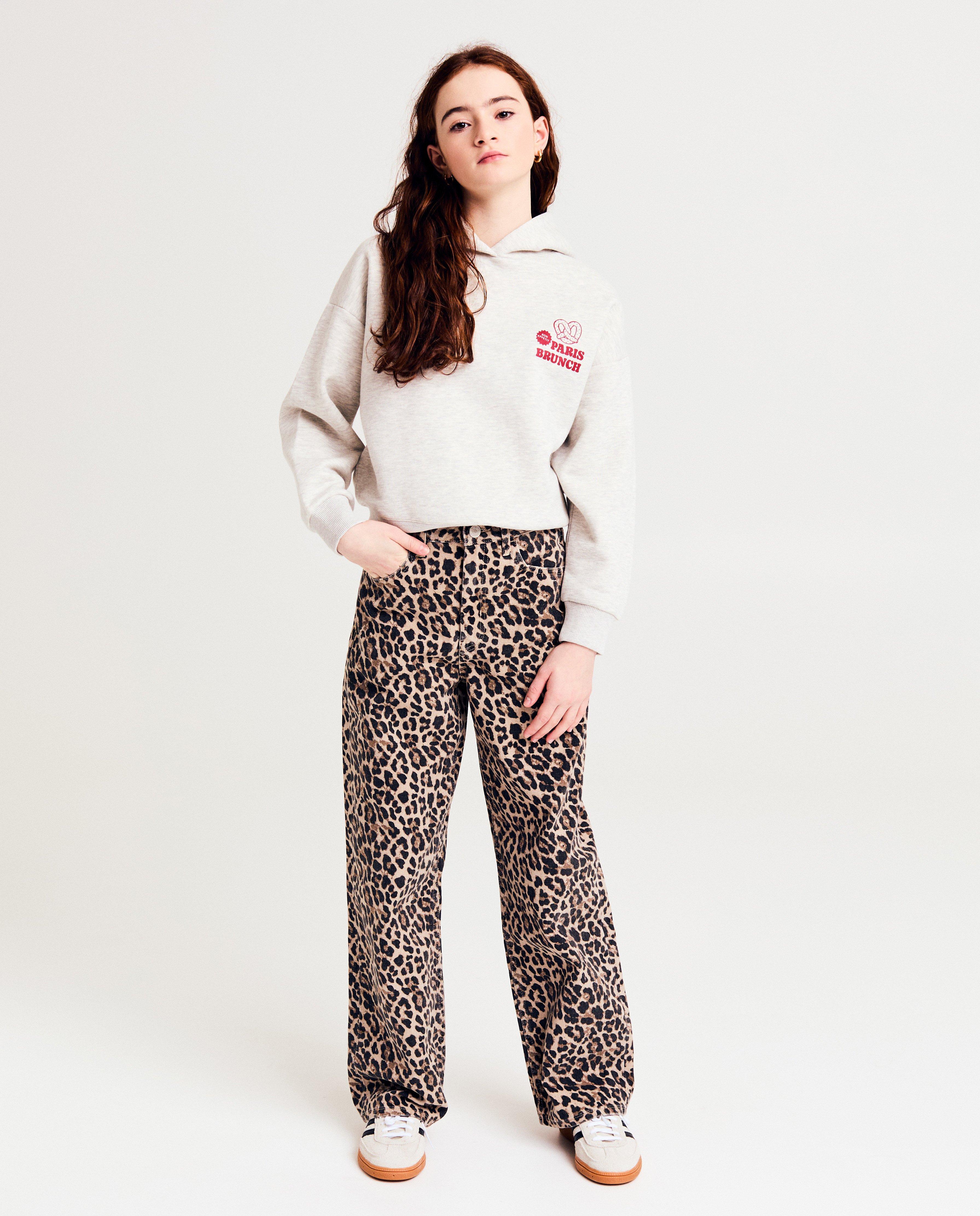 Jeans met luipaardprint, straight fit