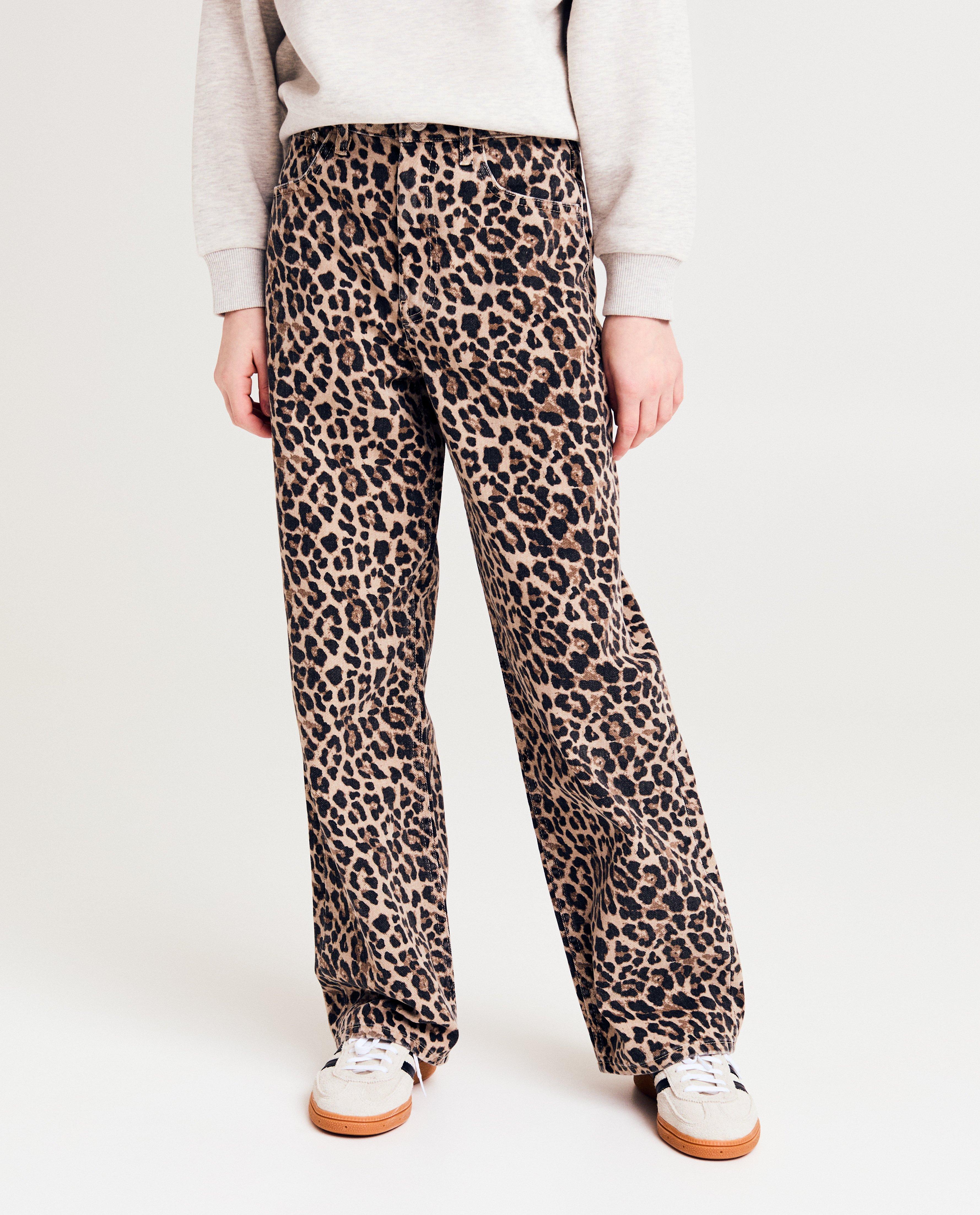 Jeans - Jeans met luipaardprint, straight fit