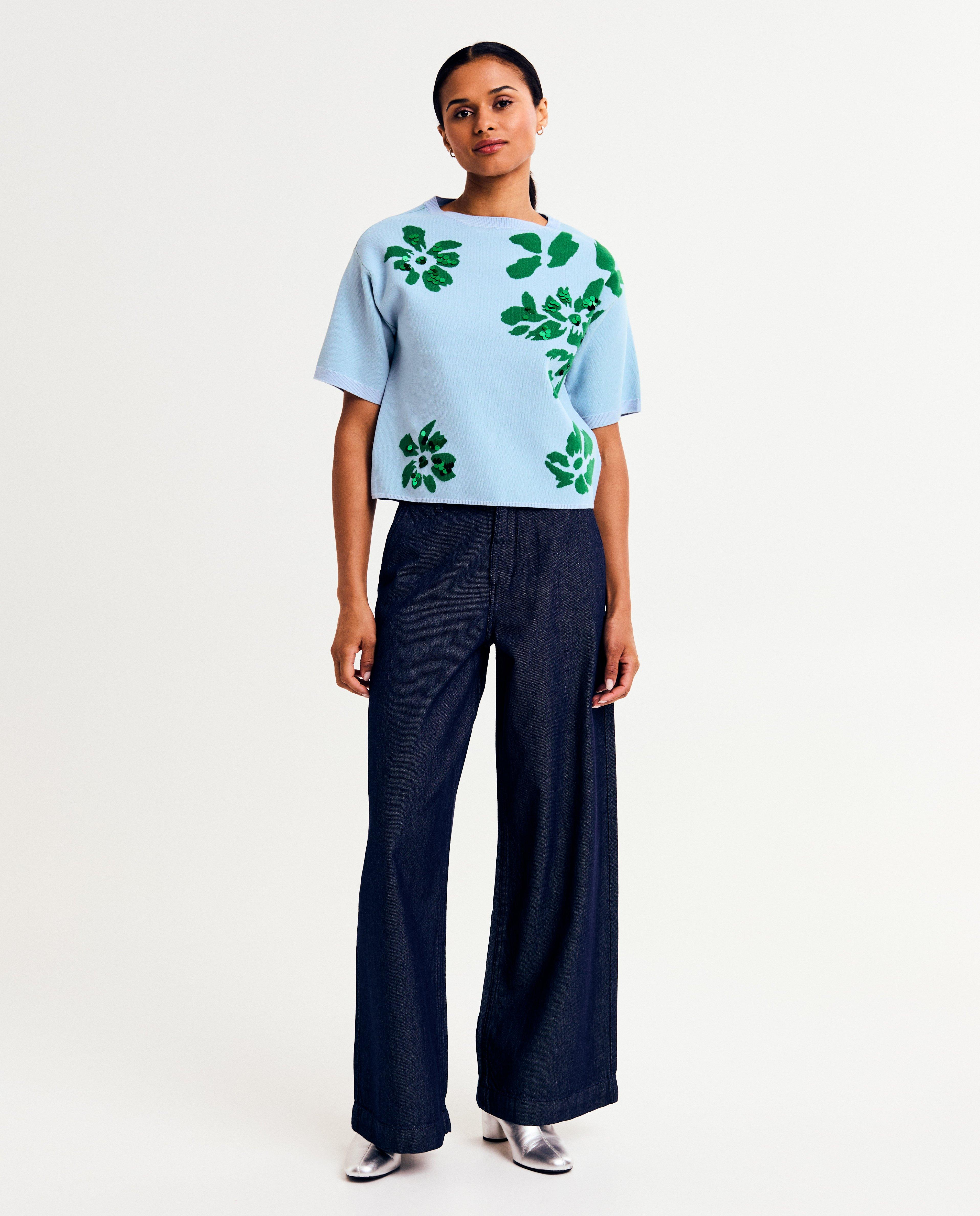 Donkerblauwe jeans, wide fit - null - Sora
