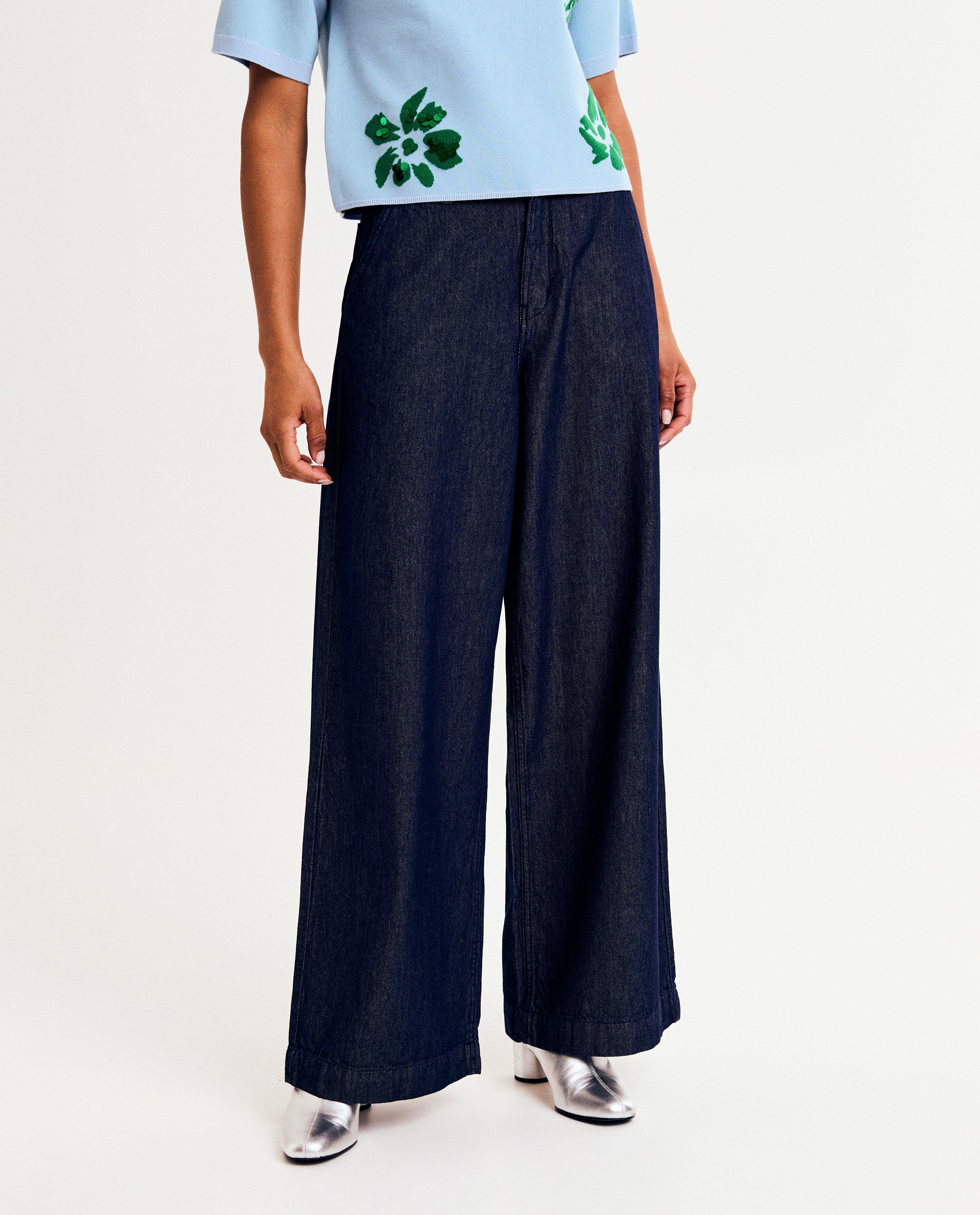 Jeans - Donkerblauwe jeans, wide fit