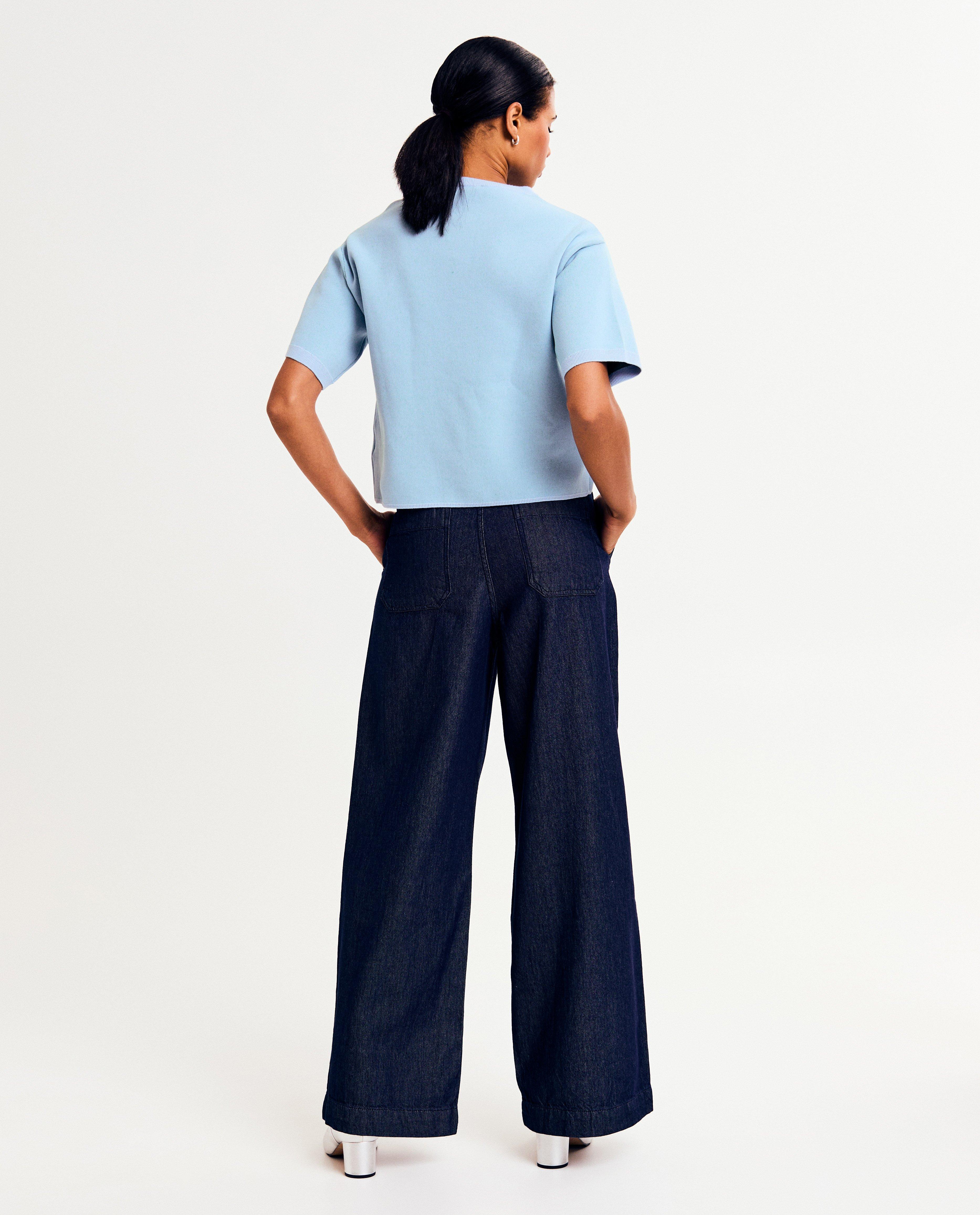 Jeans - Donkerblauwe jeans, wide fit