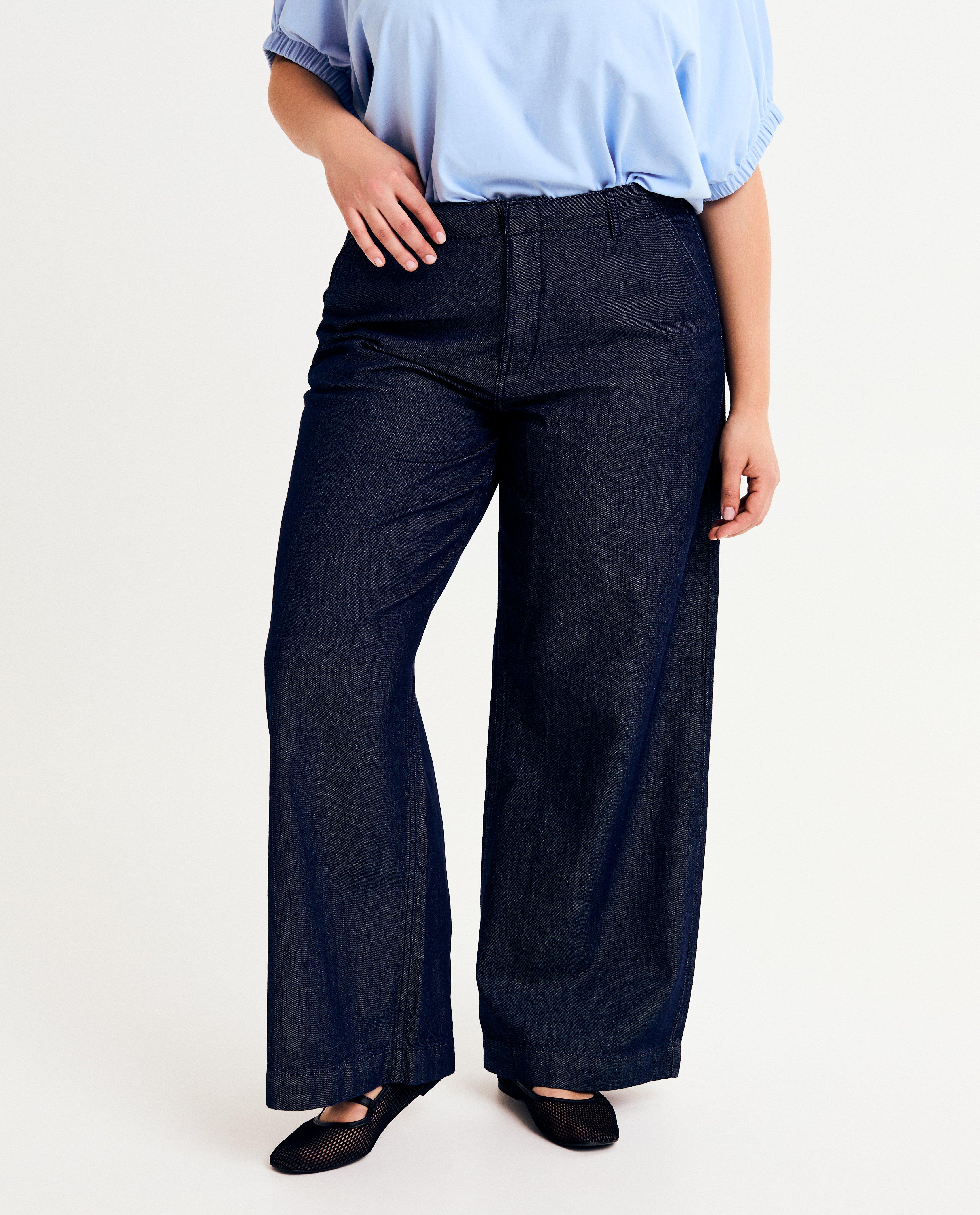 Jeans - Donkerblauwe jeans, wide fit