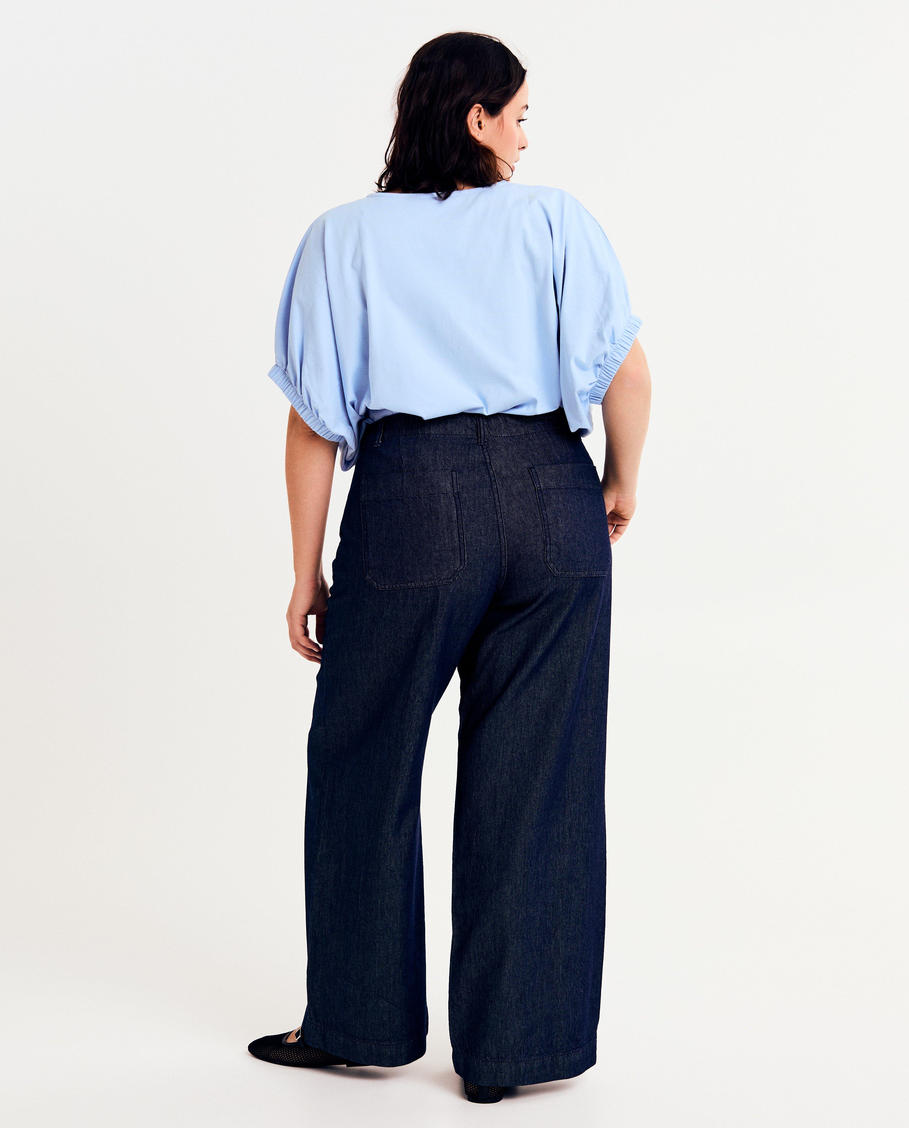 Jeans - Donkerblauwe jeans, wide fit