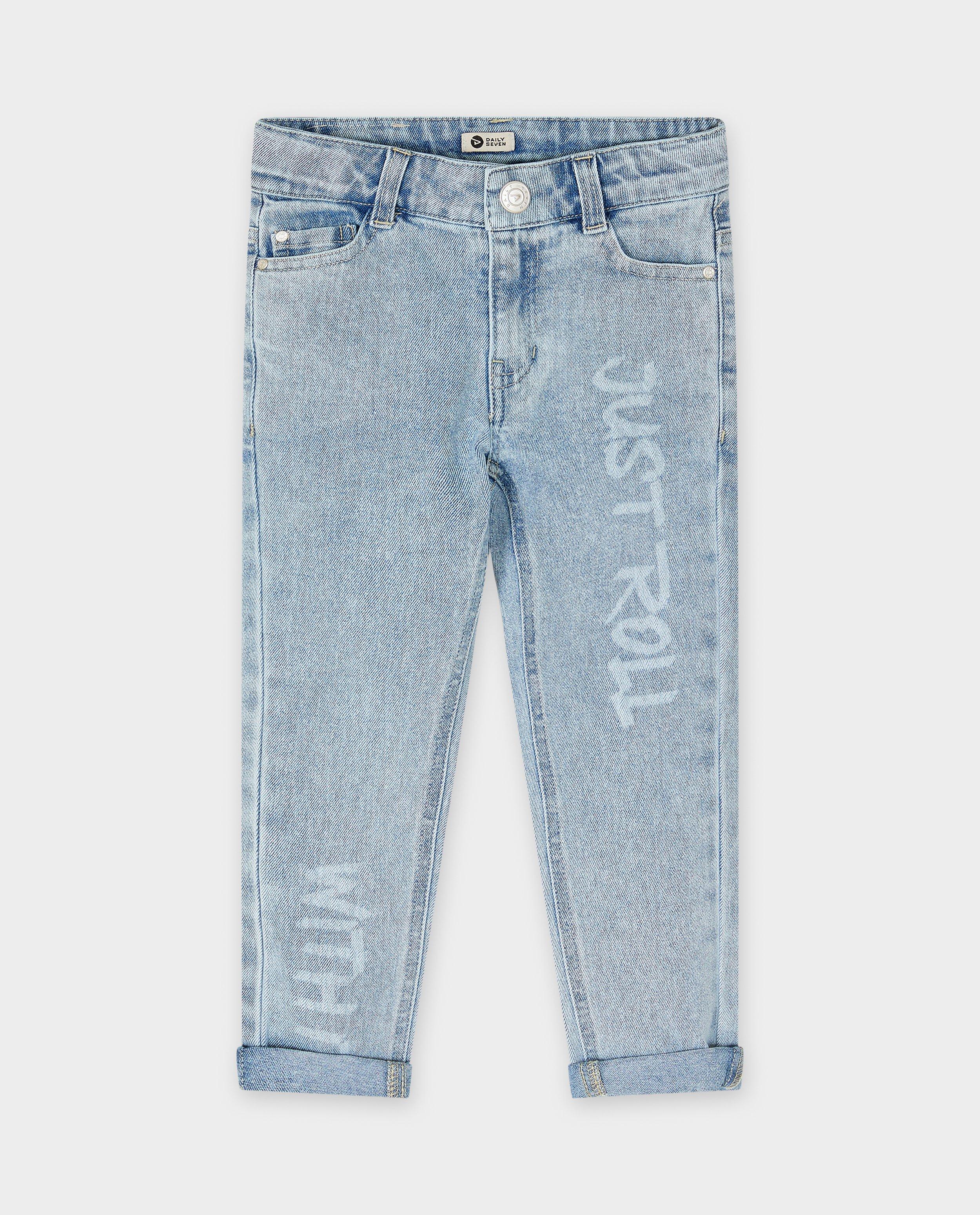 Blauwe jeans met opschrift - null - Daily 7