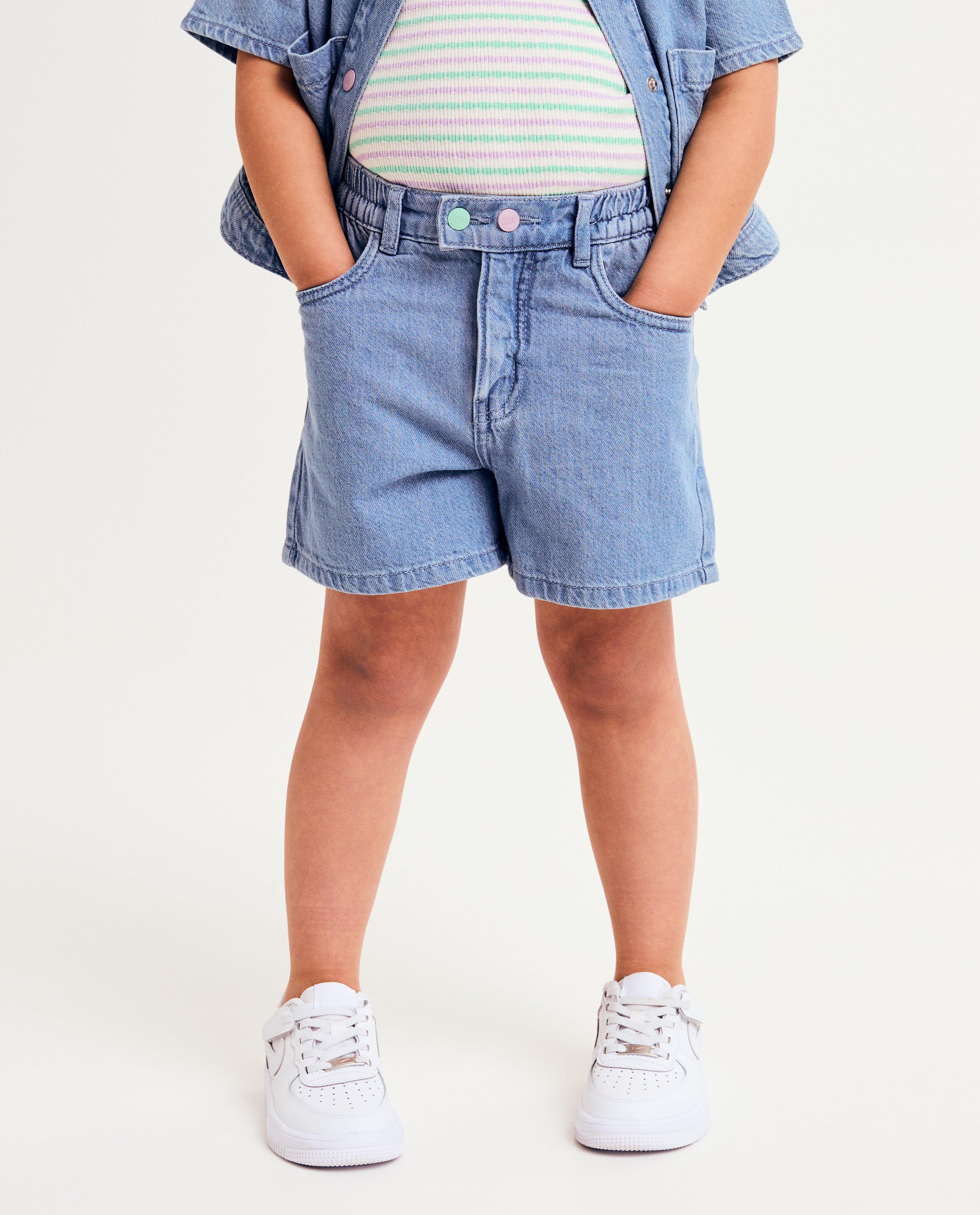 Shorten - Jeansshort met geborduurde vlinders, 98-140