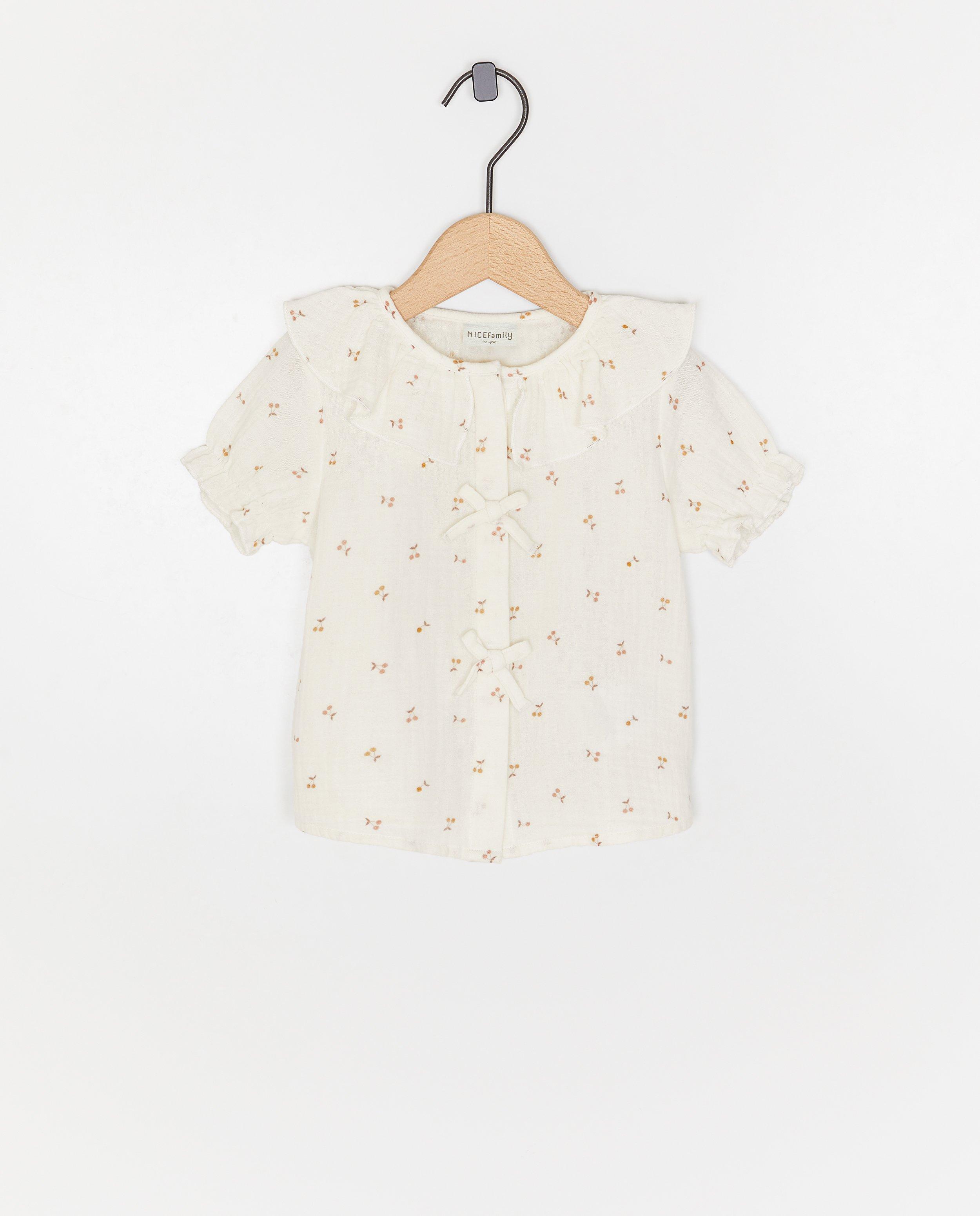 Hemden - Tetra blouse met kersenprint, 62-92