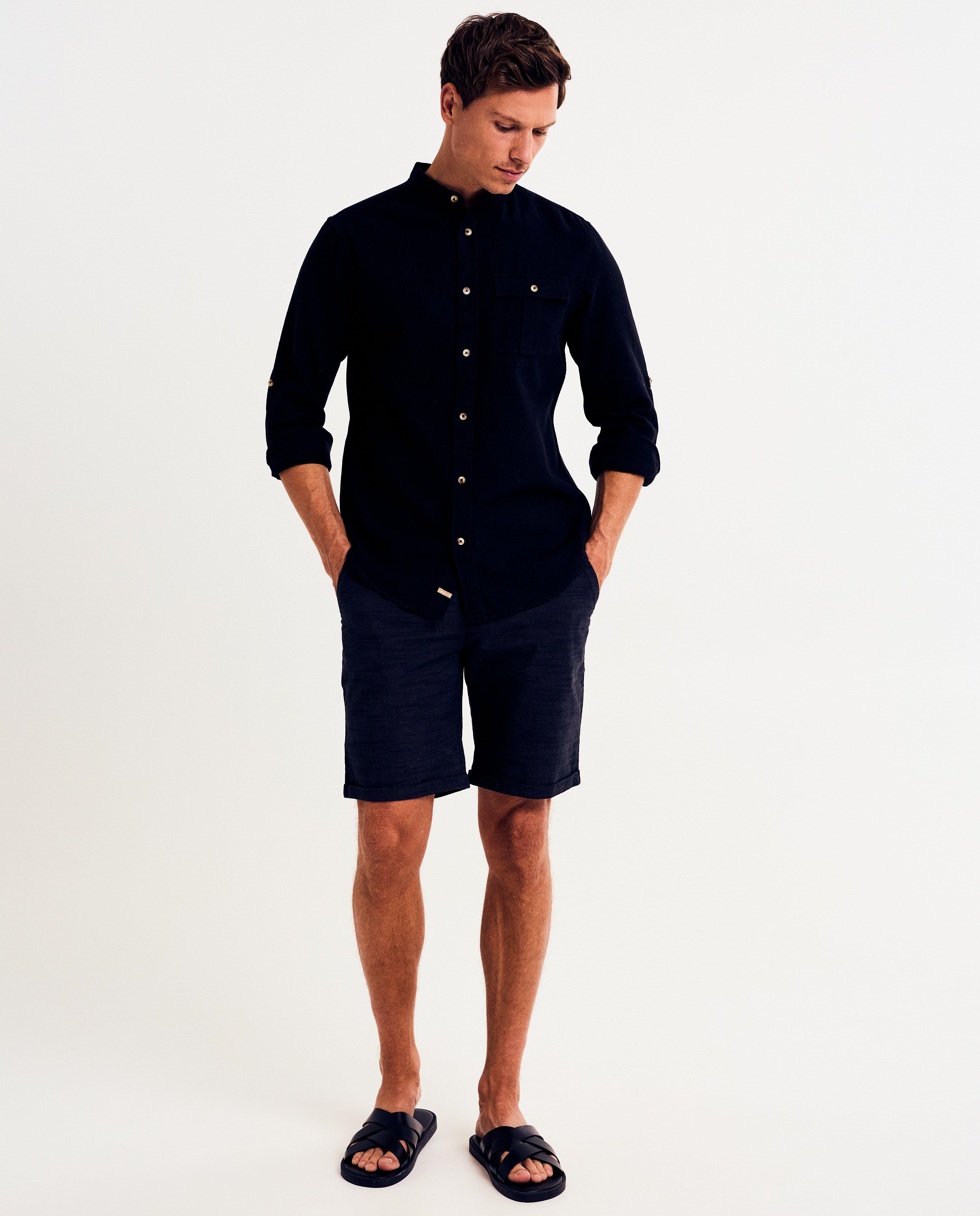 Hemd met linnen, slim fit - Product Detail - zwart - afbeelding nummer 2