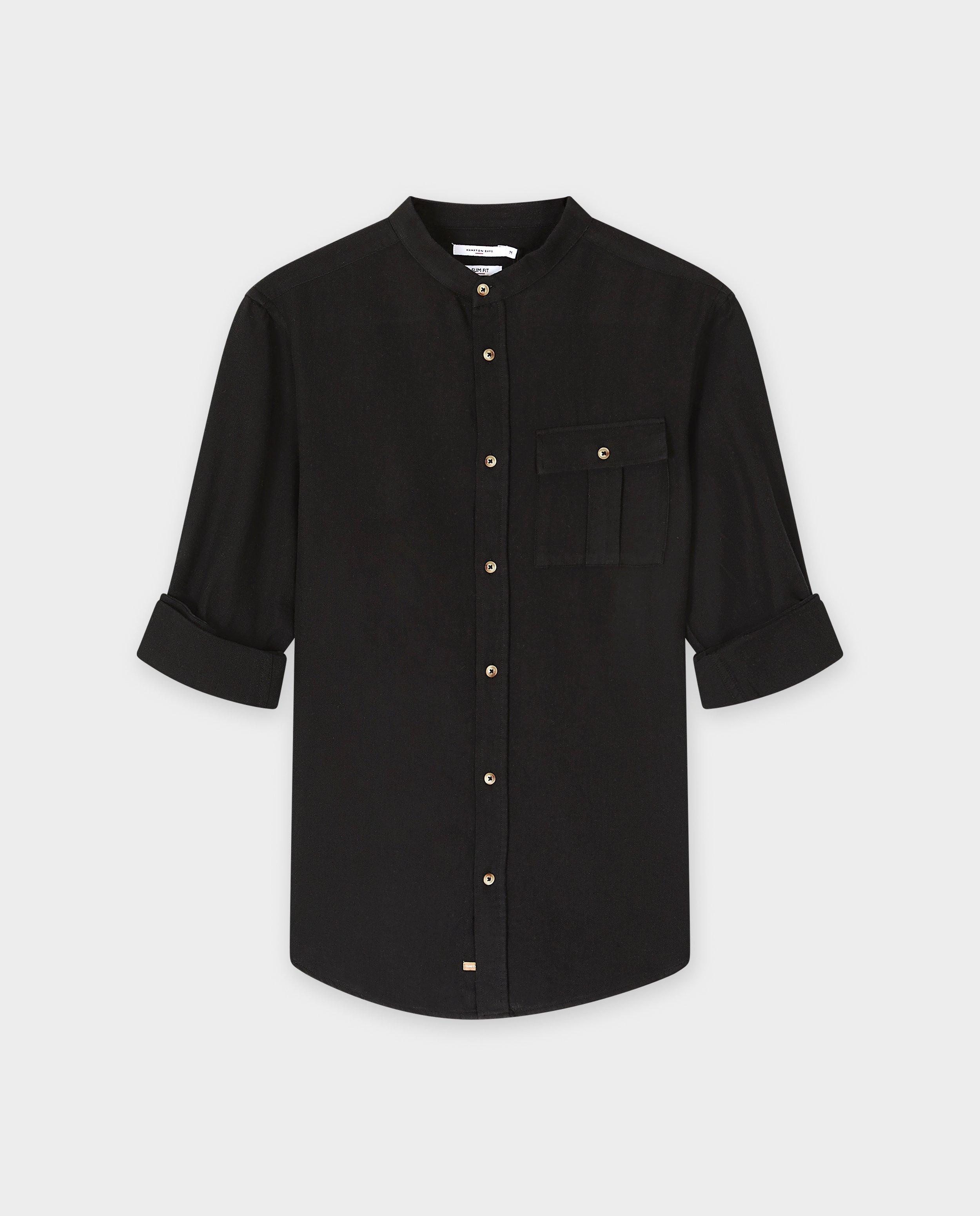 Hemd met linnen, slim fit - Product Detail - zwart - afbeelding nummer 4