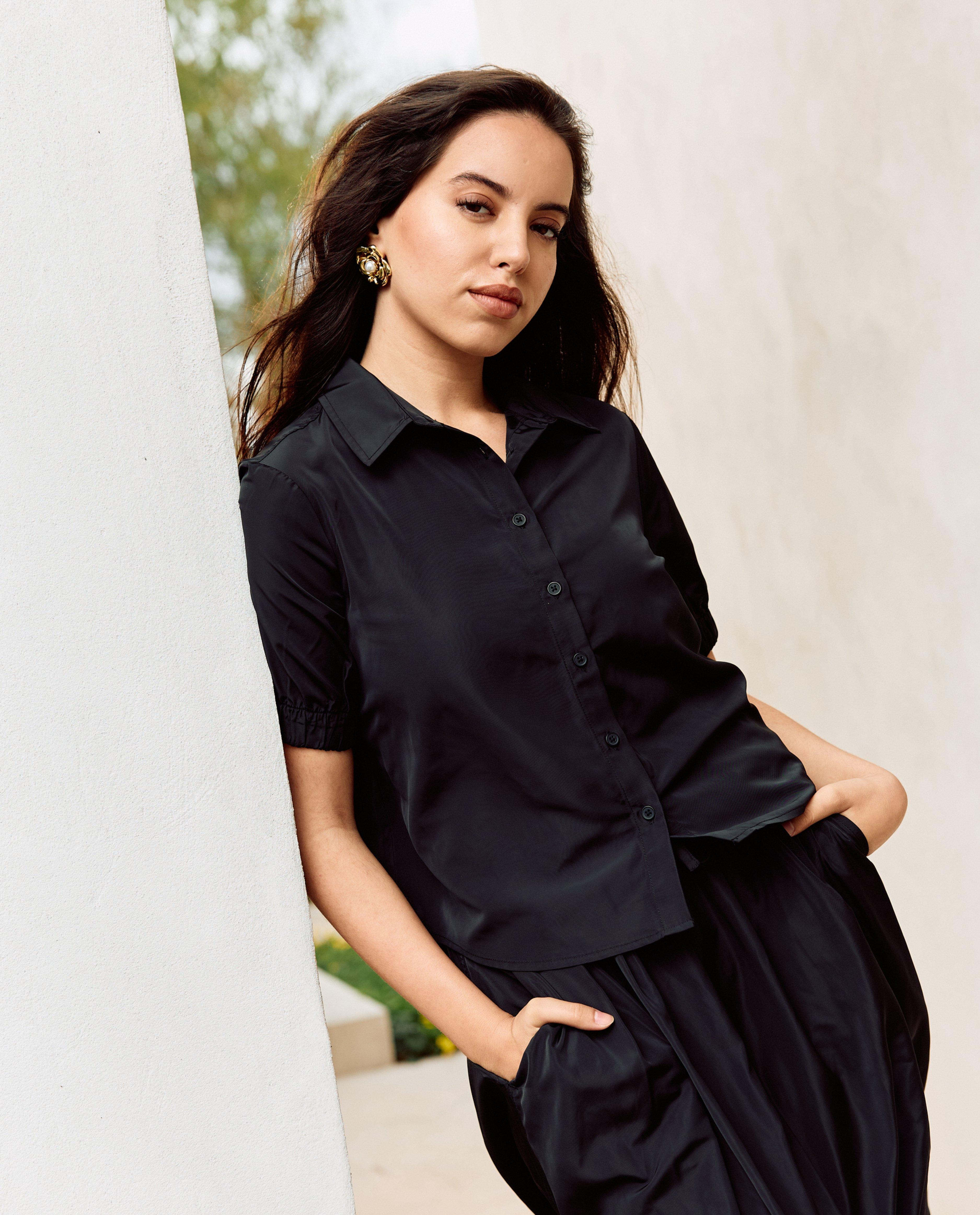 Zwarte hemdblouse
