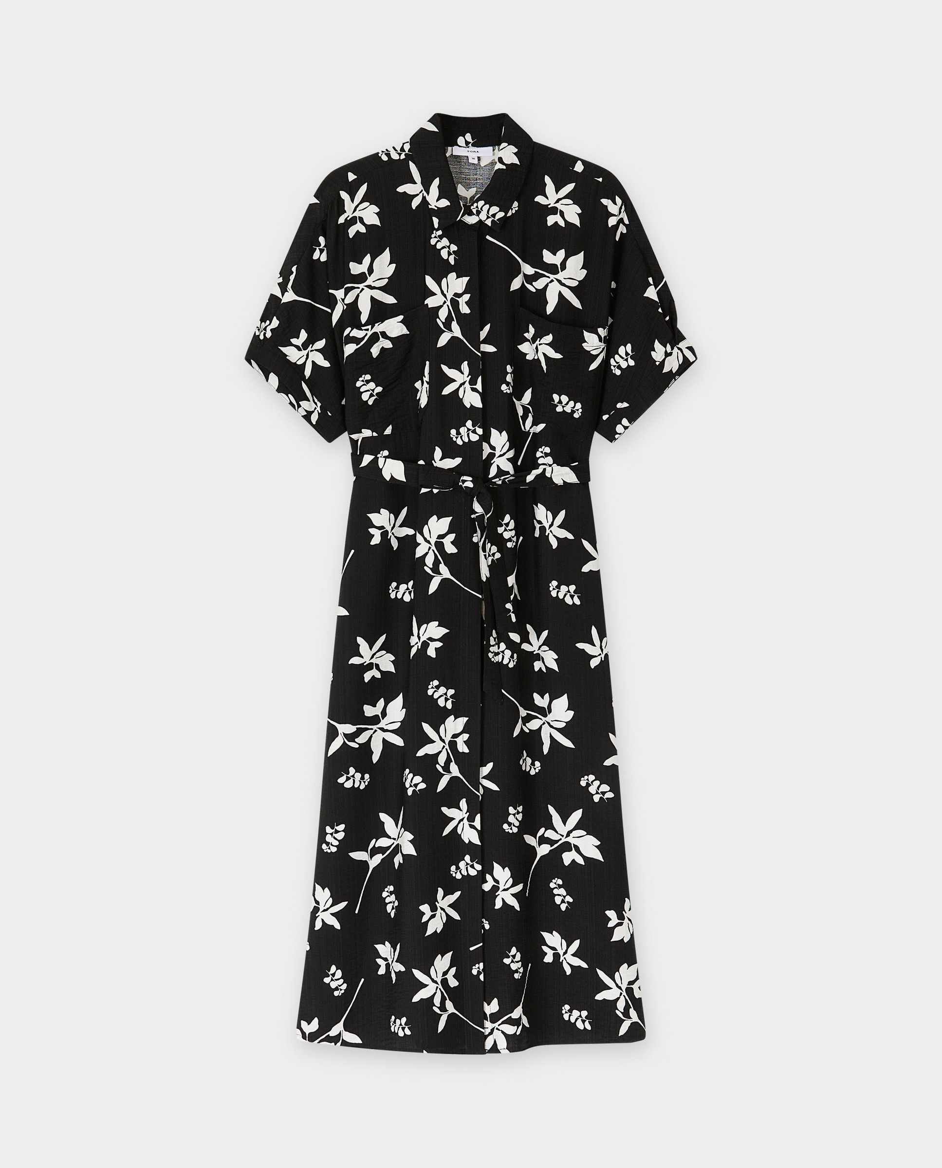 Robe Noire Et Blanche Manches Courtes Sora By JBC Taille 38 - Occasion En Très Bon état